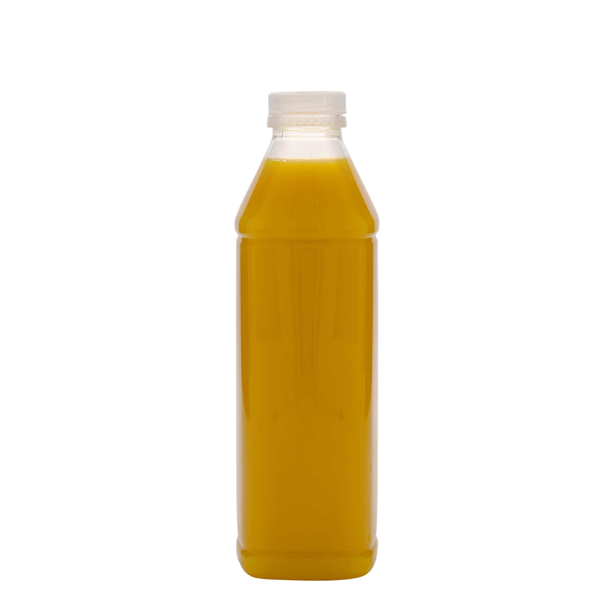 Botella de PET 'Milk and Juice Carré' de 1000 ml, cuadrada, plástico, boca: 38 mm