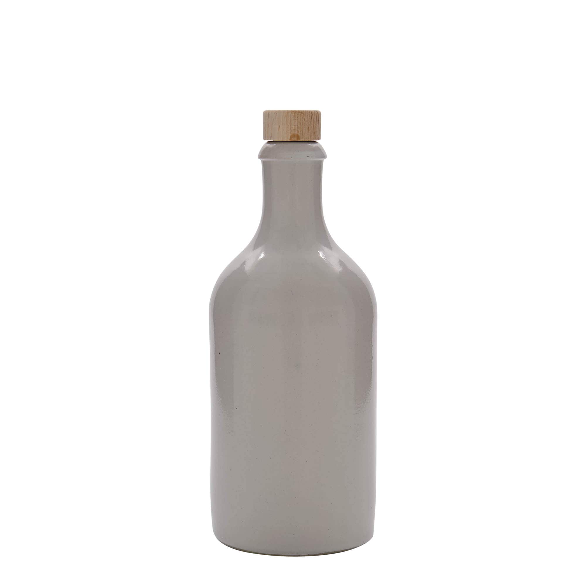 Jarra de barro de 500 ml, gres, blanca, boca: corcho
