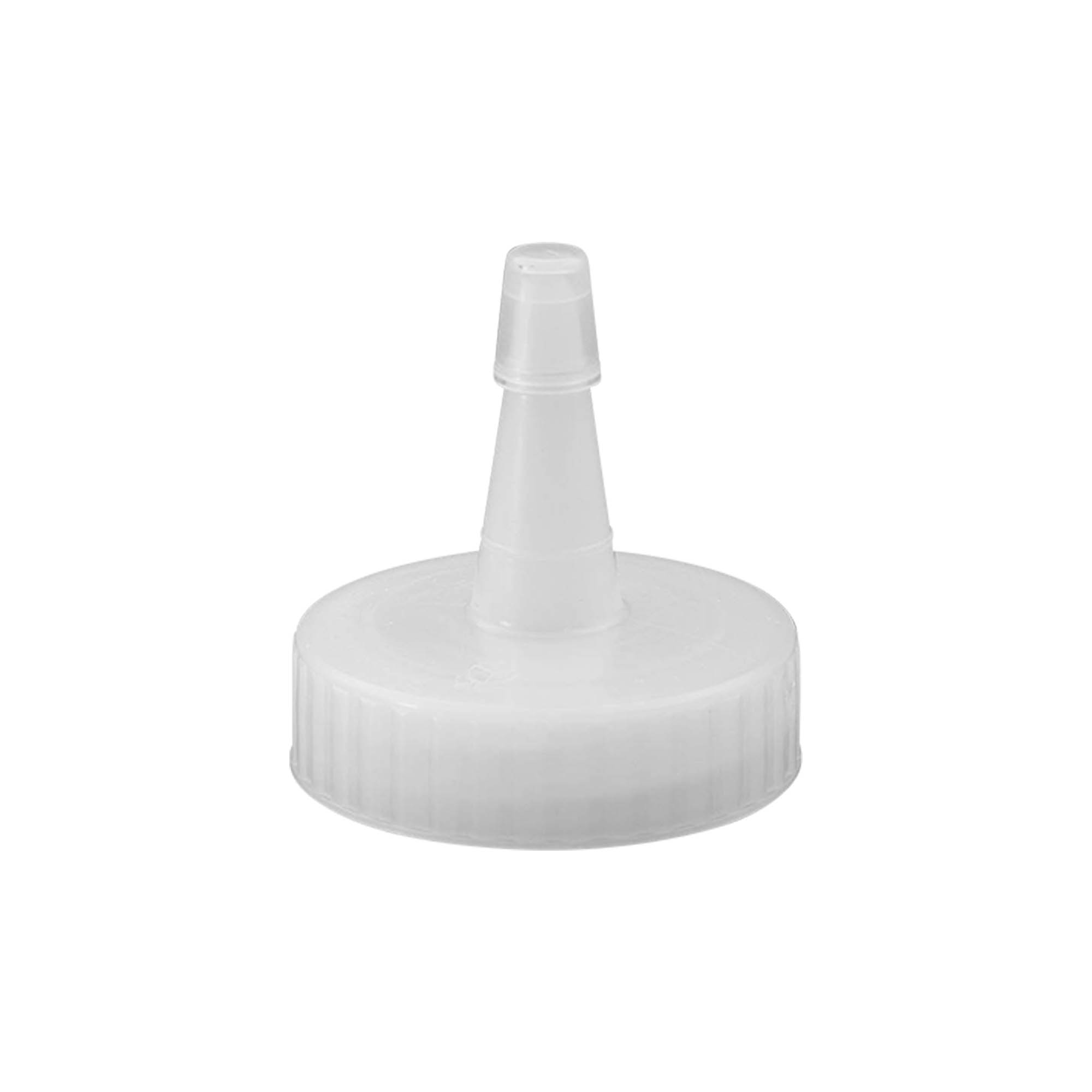 Tapa roscada con boquilla para aplicar, plástico PP, blanca, para boca: 38/400