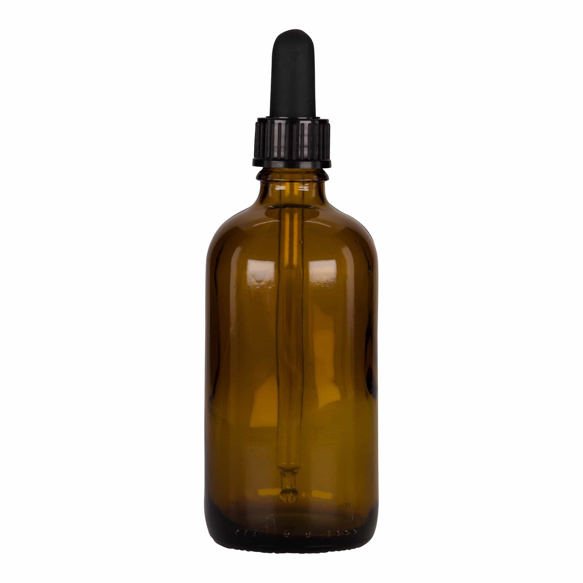 Frasco con cuentagotas de 100 ml, medicina, vidrio, marrón-negro, boca: DIN 18