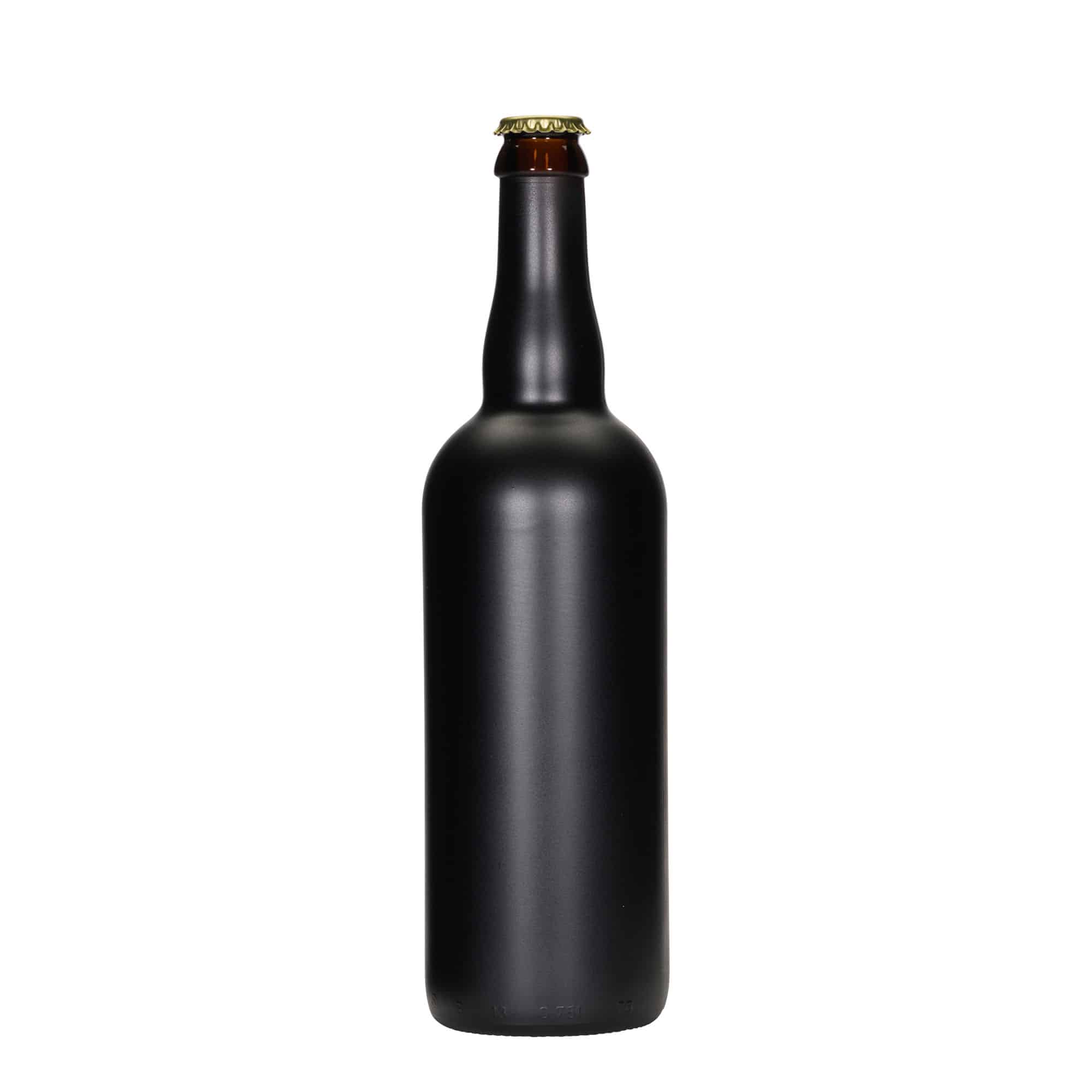 Botella de cerveza de 750 ml Bélgica, vidrio, negro, boca: tapa corona