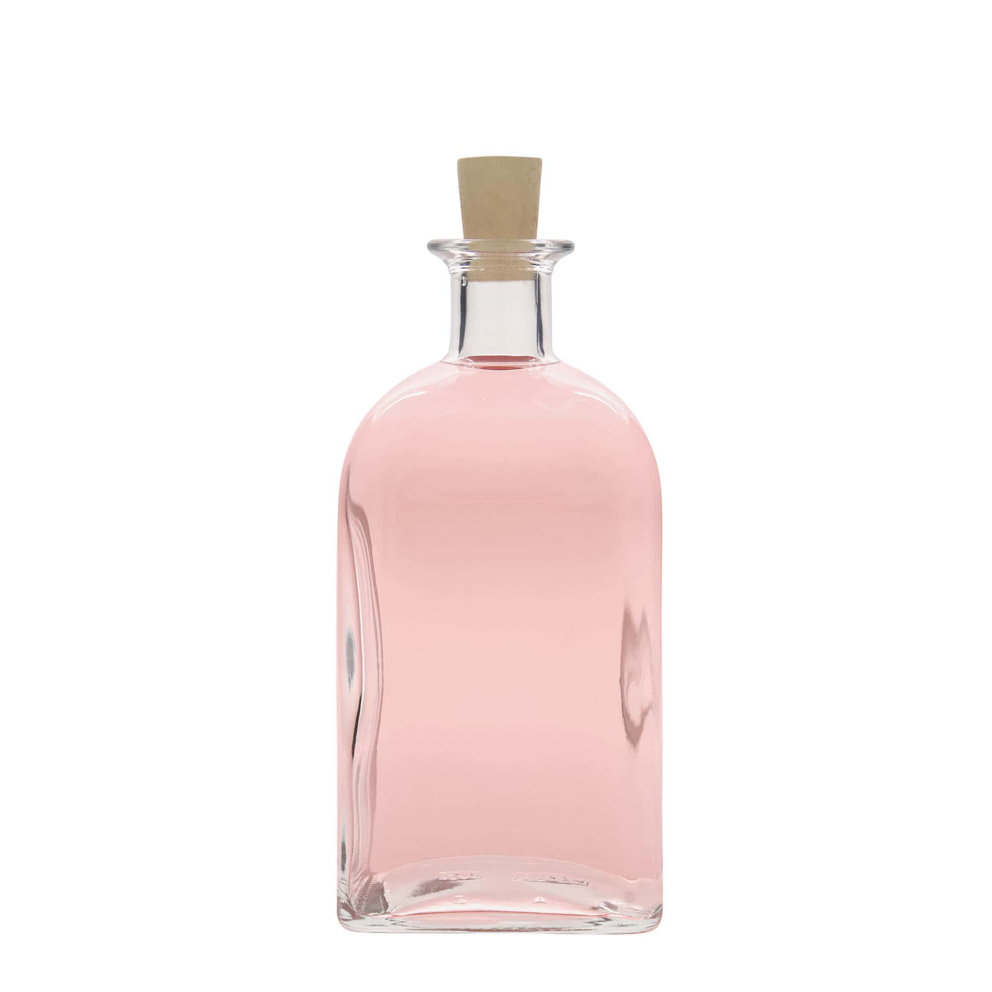 Botella de vidrio de 700 ml, Apotheker Carré, cuadrada, boca: corcho