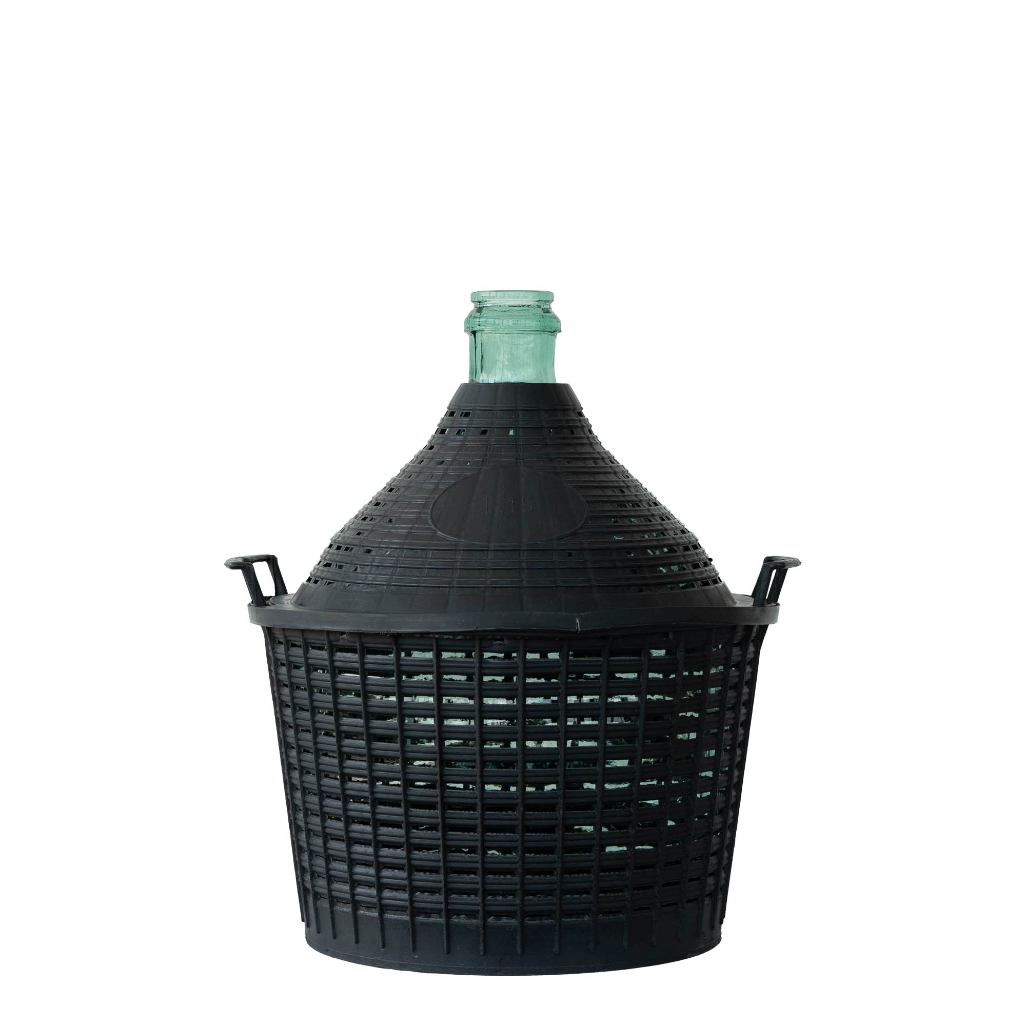 Botella de balón de 15 l, cuello estrecho, vidrio, boca: tapa de solapa