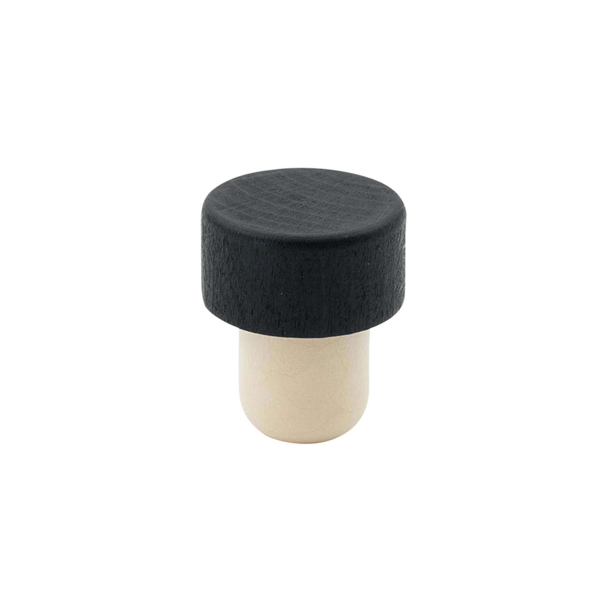 Tapones de corcho con asa de 19 mm, madera/plástico, negro, para boquilla: corcho