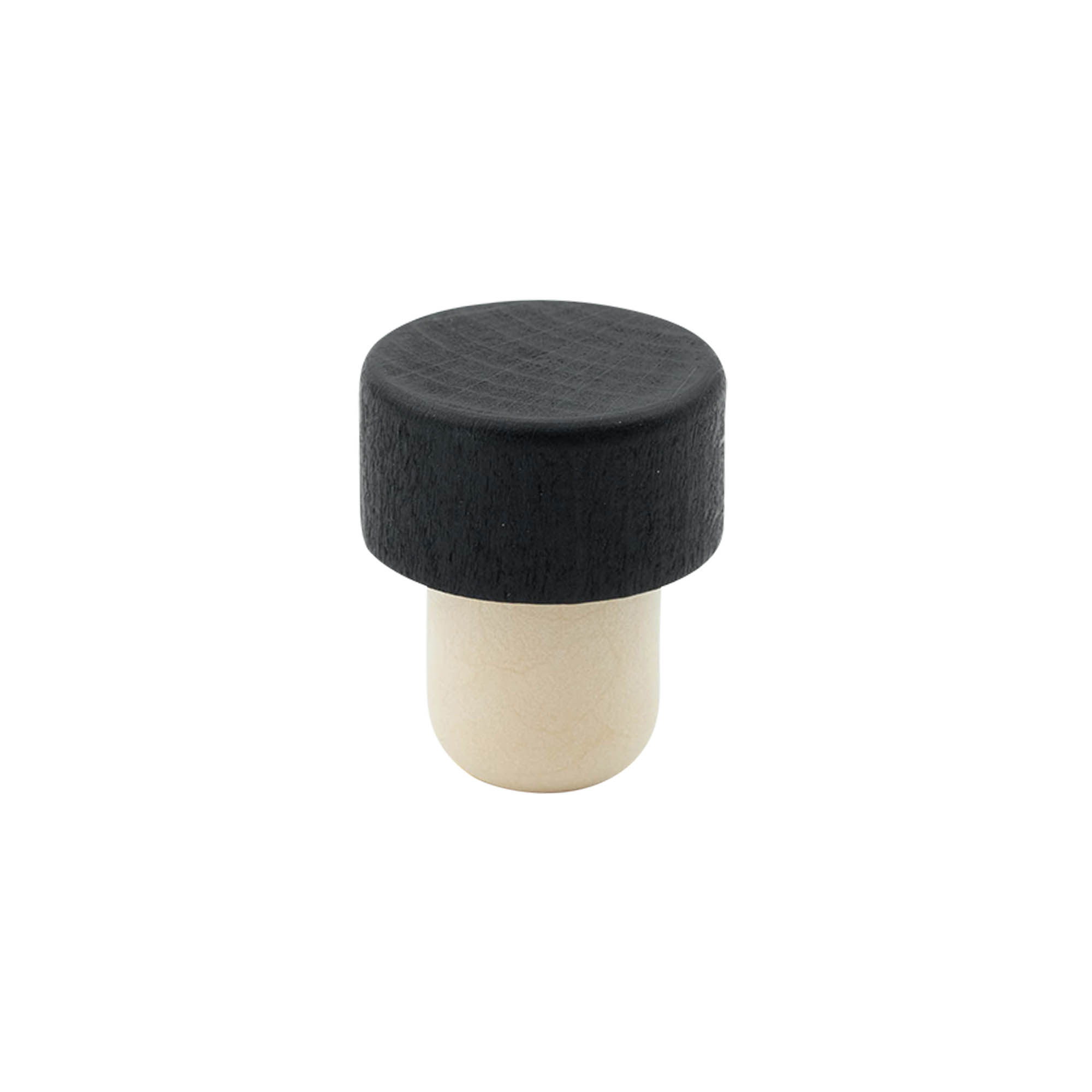 Tapones de corcho con asa de 19 mm, madera/plástico, negro, para boquilla: corcho
