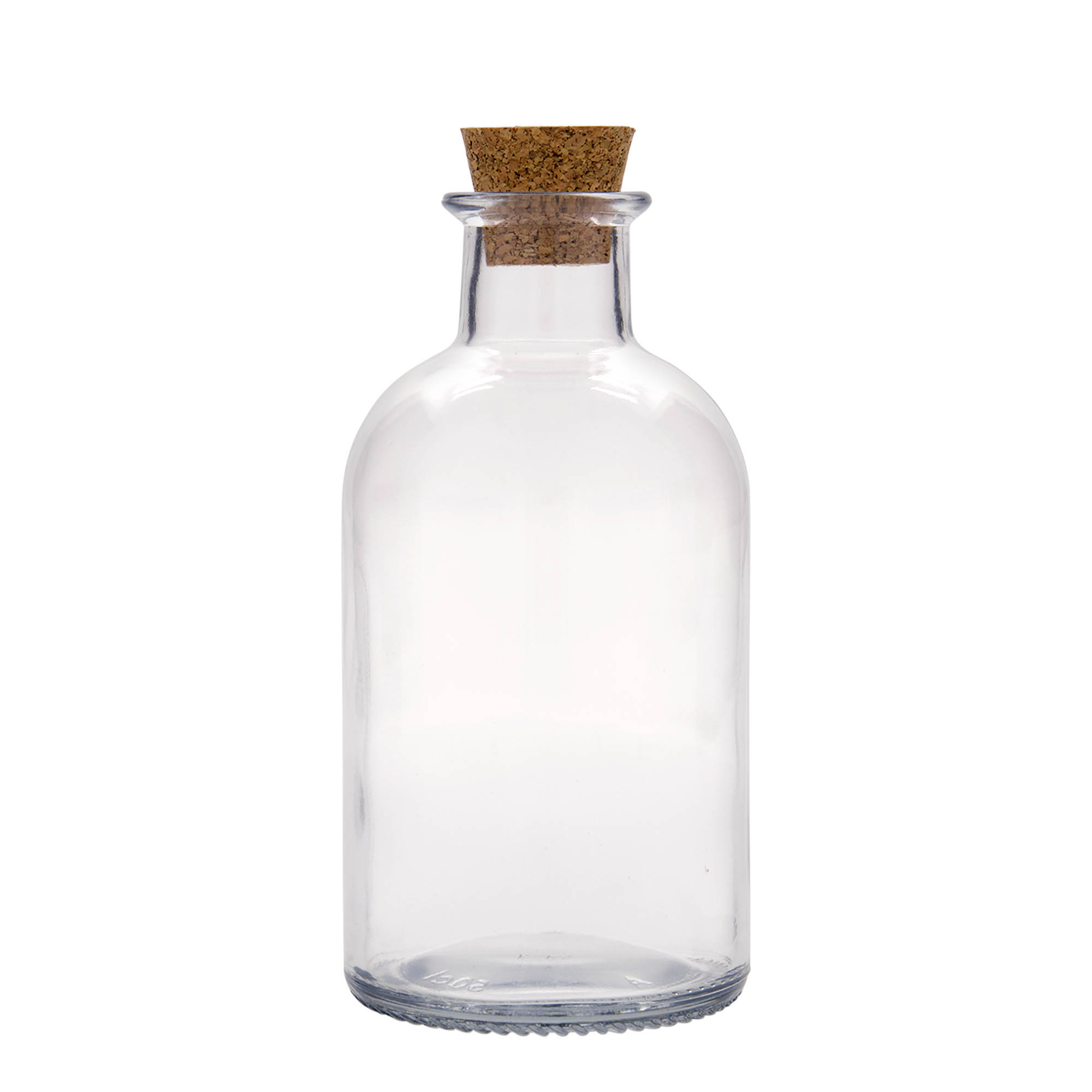 Botella de vidrio 'Eleganta' de 250 ml, ovalada, boca: corcho
