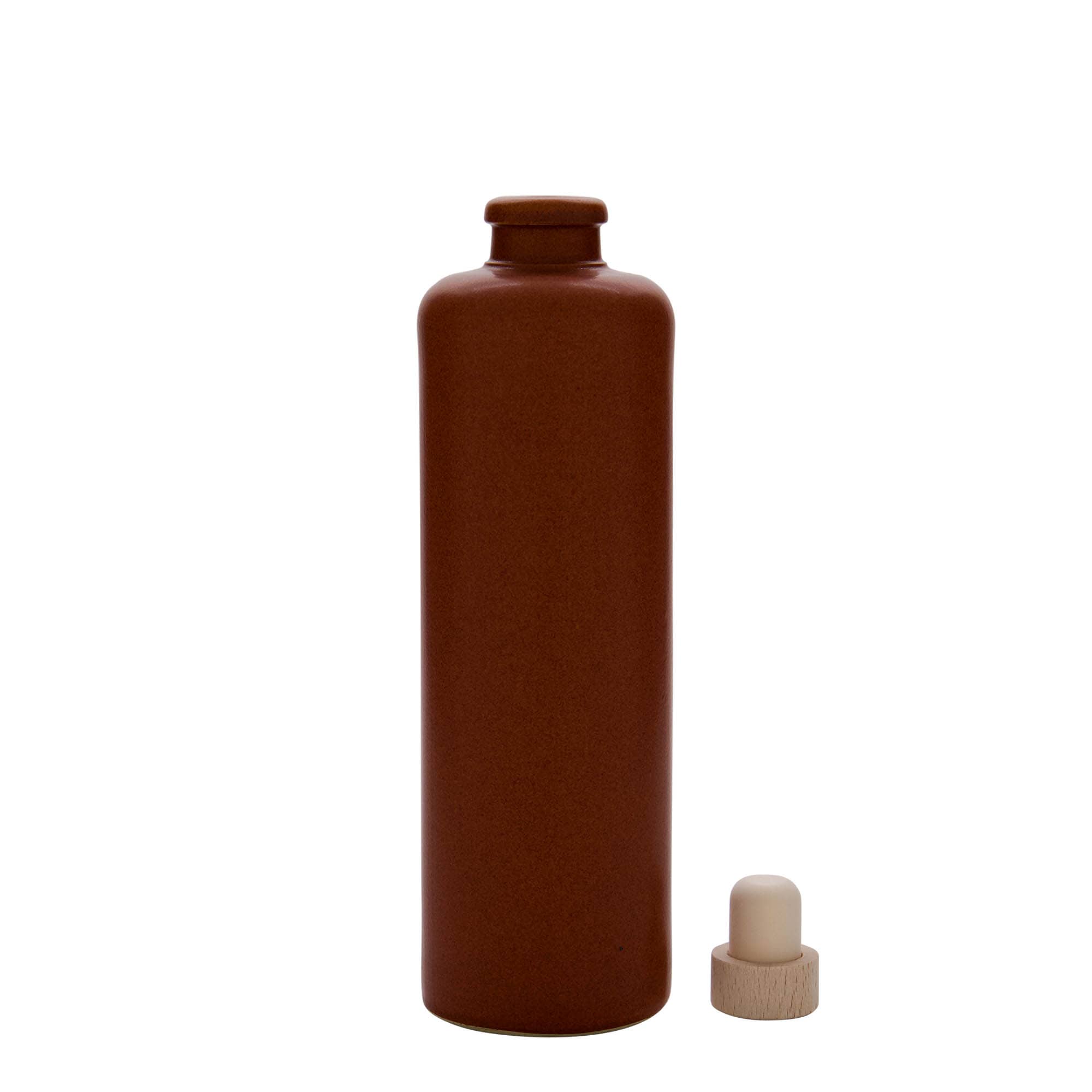 Jarra de barro 500 ml, gres, rojo-marrón, boca: corcho