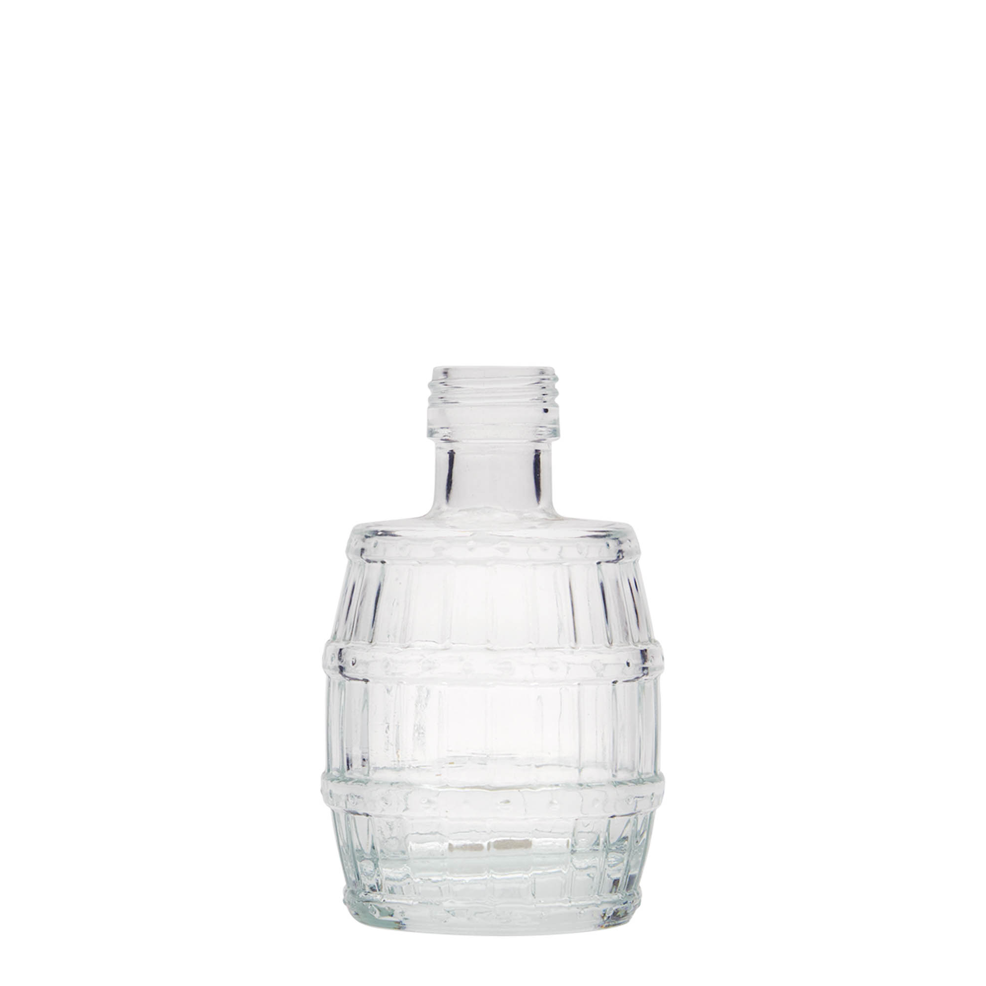Botella de vidrio de 100 ml 'barril', boca: PP 24 Botella de vidrio de 100 ml 'barril', boca: PP 24