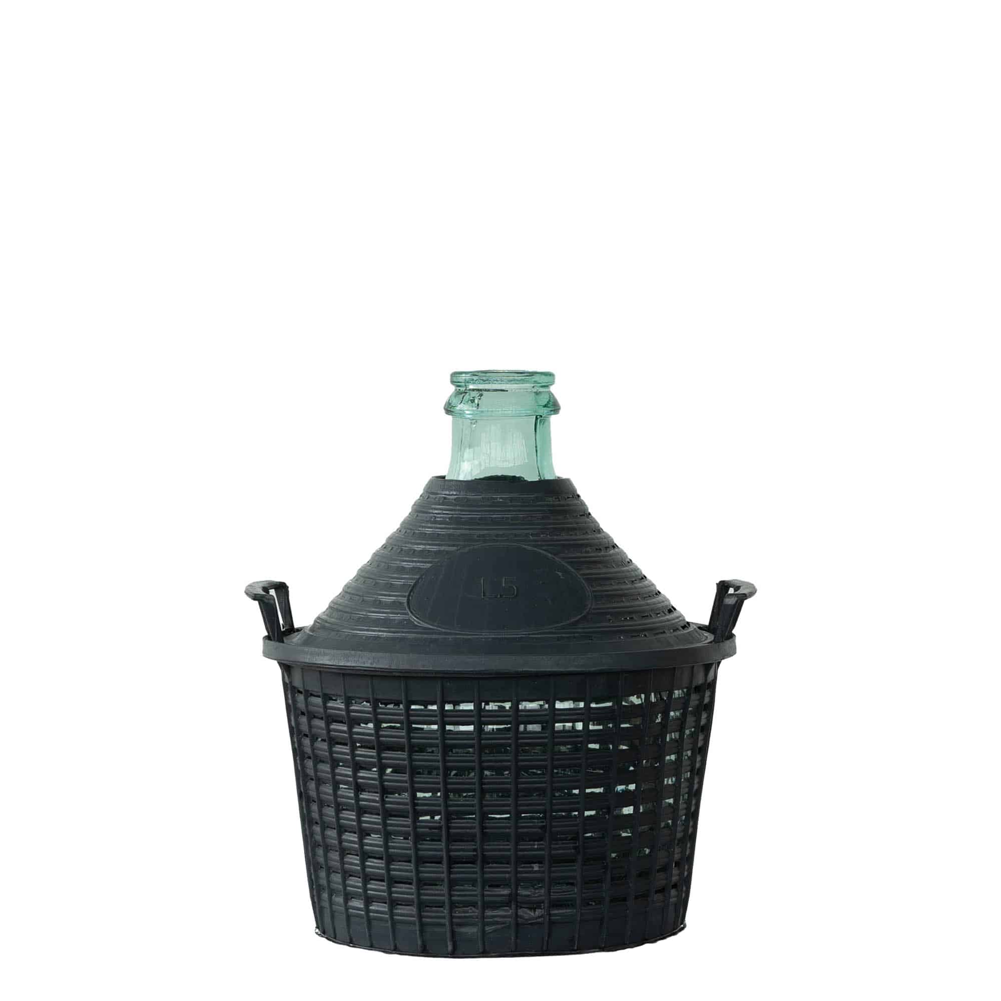 Botella globo de 5 l, cuello estrecho, vidrio, boca: tapa de solapa