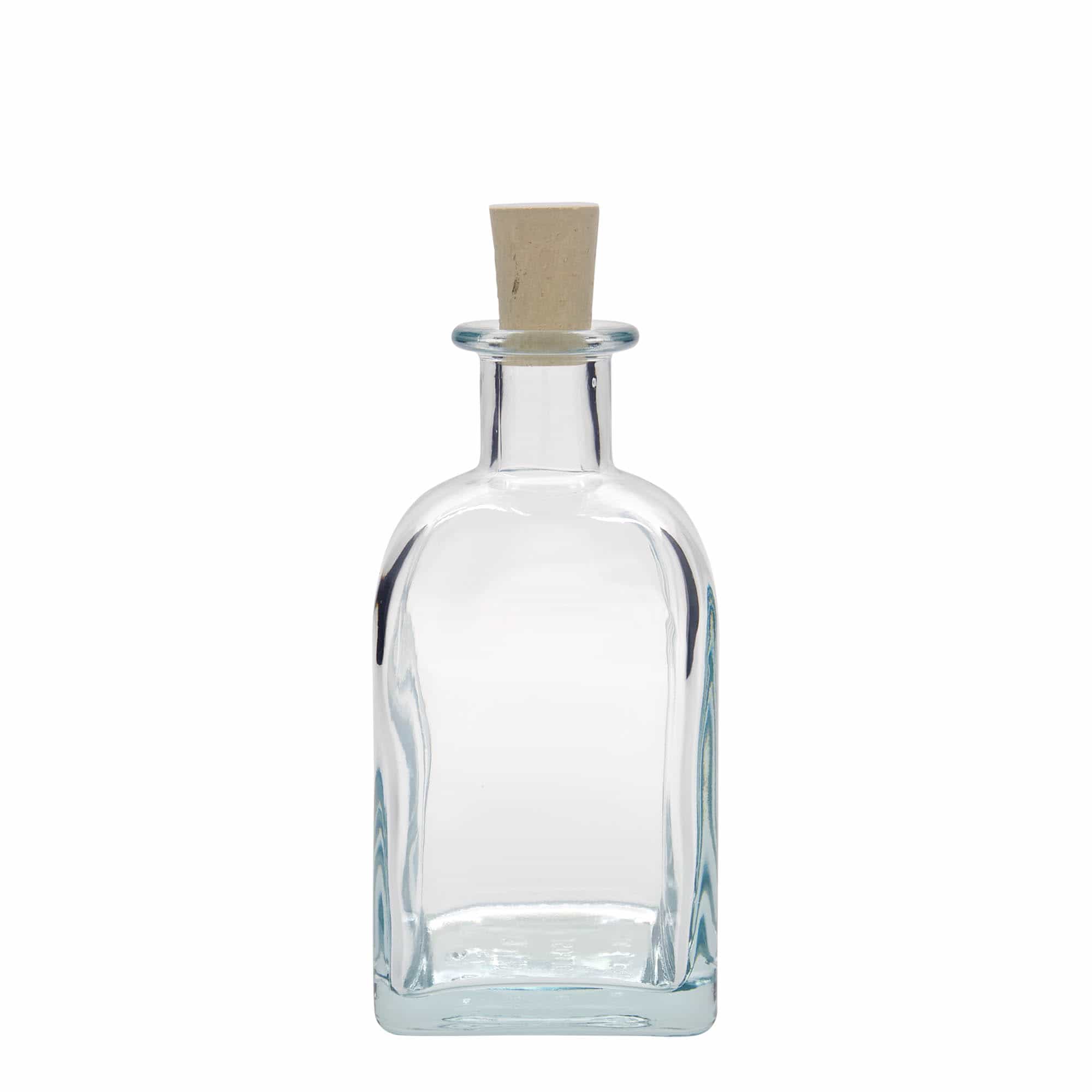 Botella de vidrio de farmacia 'Carré' de 350 ml, cuadrada, boca: corcho