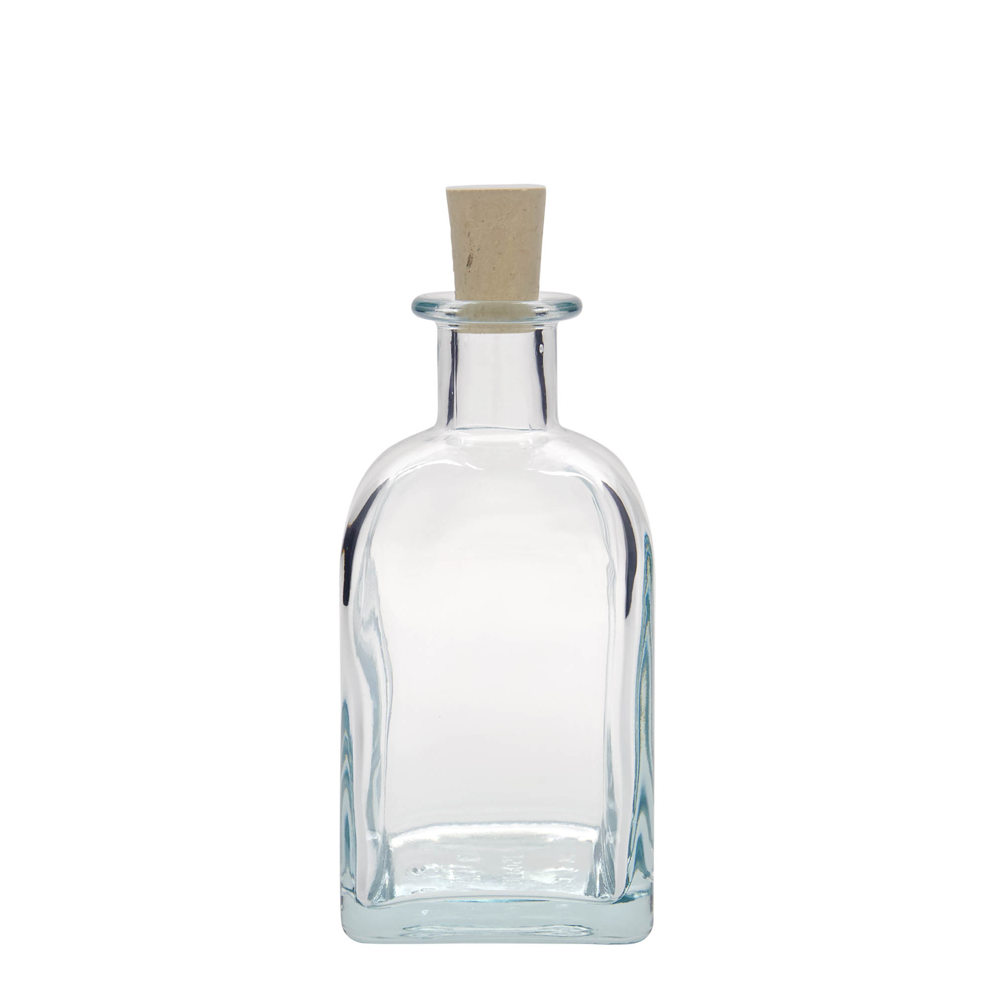Botella de vidrio de 350 ml Apotheker Carré, cuadrada, boca: corcho