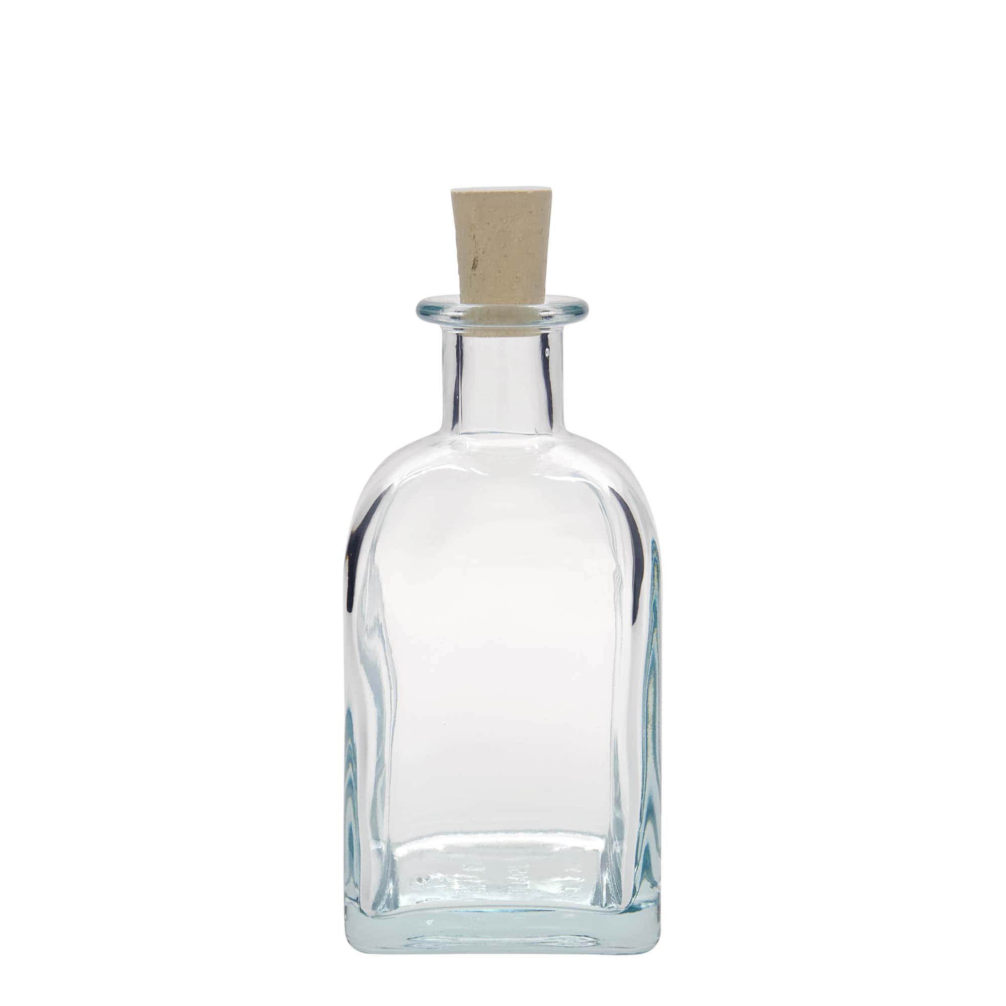 Botella de vidrio de 350 ml Apotheker Carré, cuadrada, boca: corcho