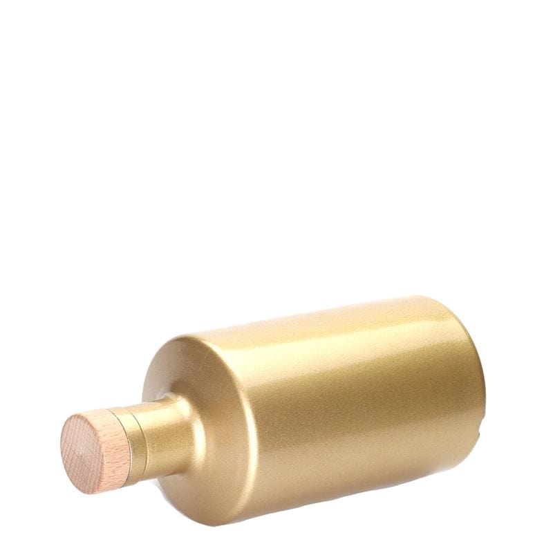 Botella de vidrio de 500 ml 'Caroline', dorada, boca: corcho