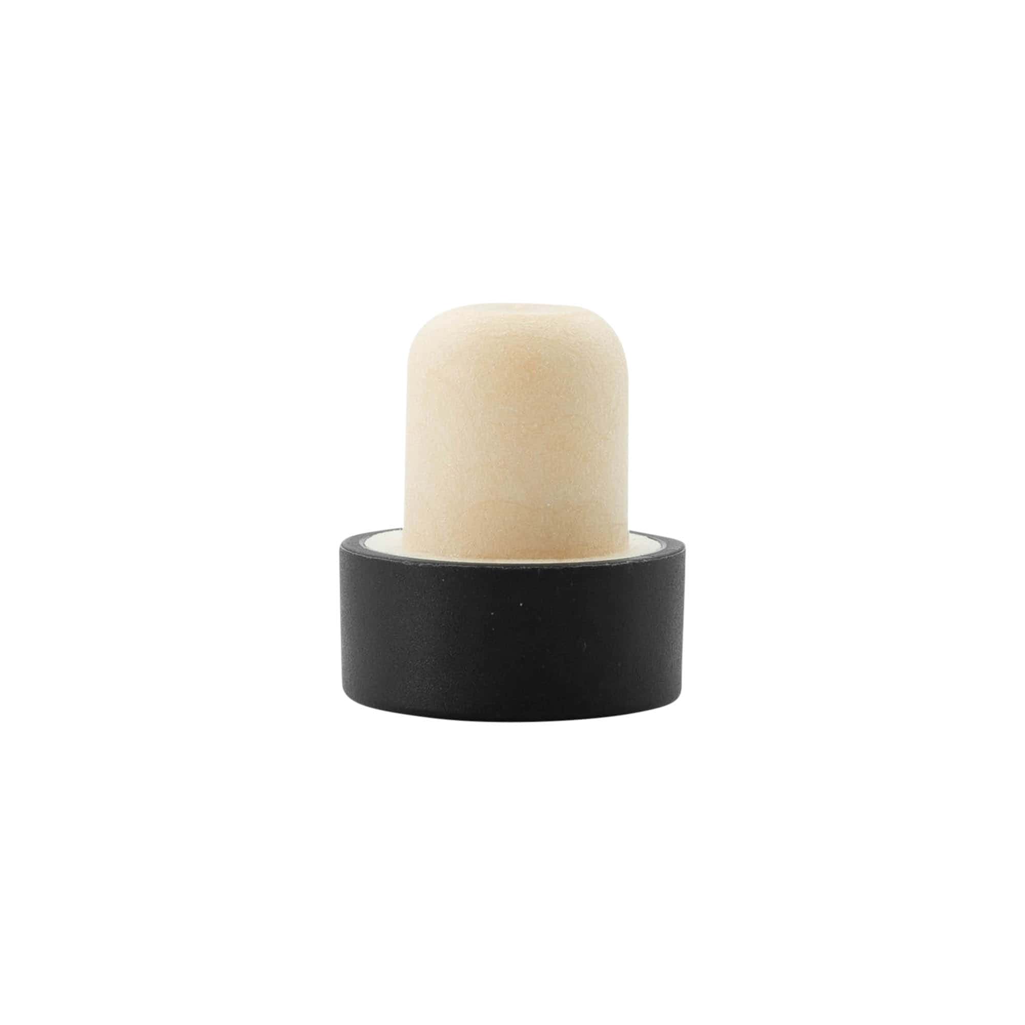 Tapones de corcho con asa de 19 mm, plástico, negro, para boca: corcho Tapones de corcho con asa de 19 mm, plástico, negro, para boca: corcho