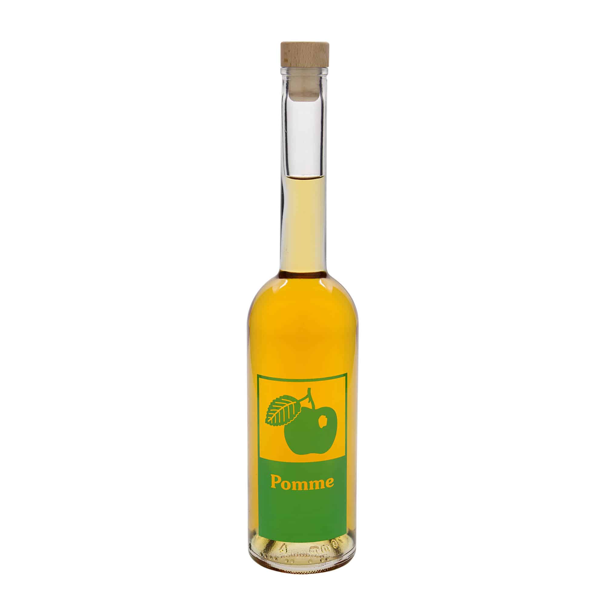 Botella de cristal de 500 ml 'Opera', motivo: manzana, boca: corcho