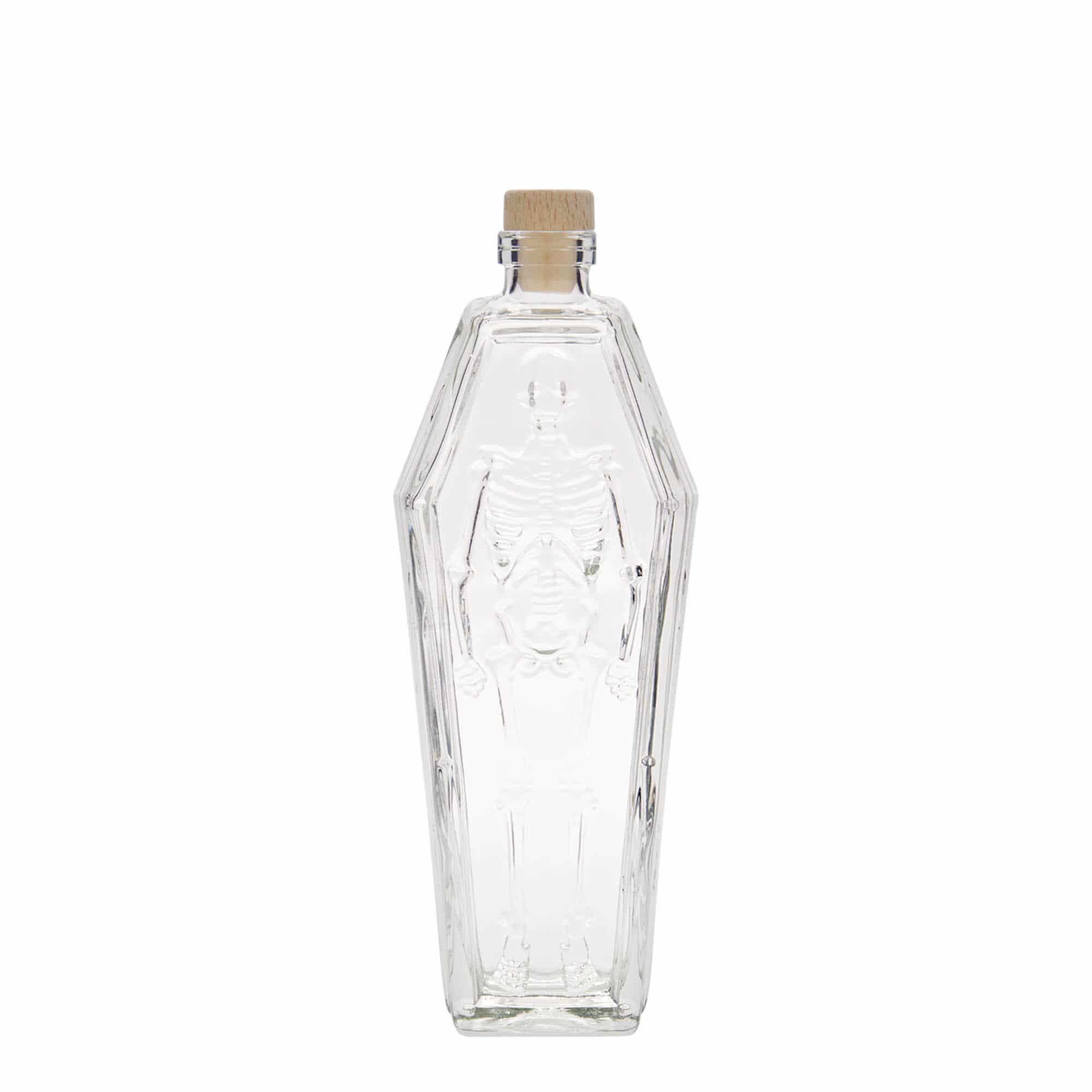 Botella de vidrio 'Ataúd' de 200 ml, boca: corcho