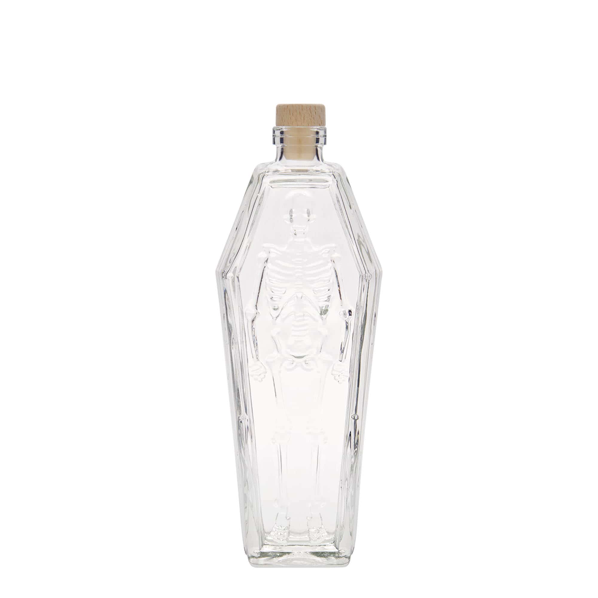 Botella de vidrio de 200 ml 'ataúd', boca: corcho