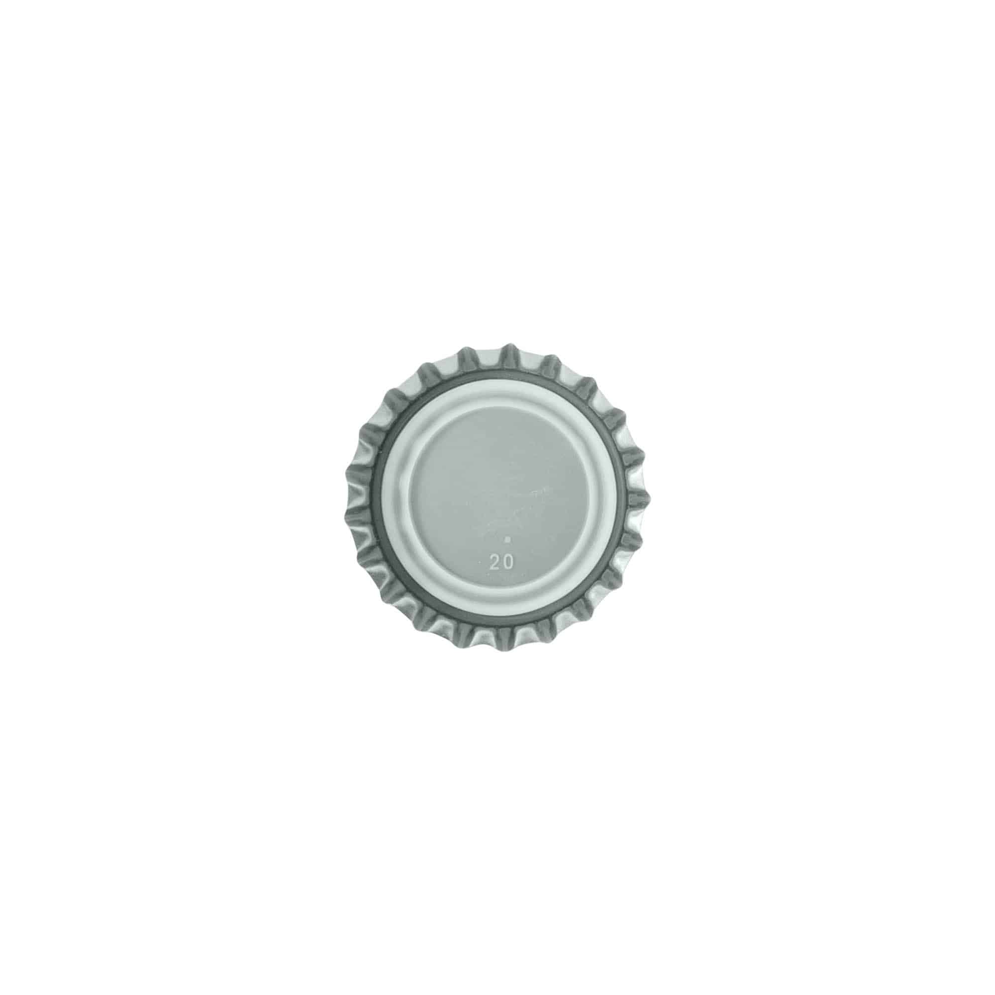 Tapón corona 26 mm, metal, plateado Tapón corona 26 mm, metal, plateado