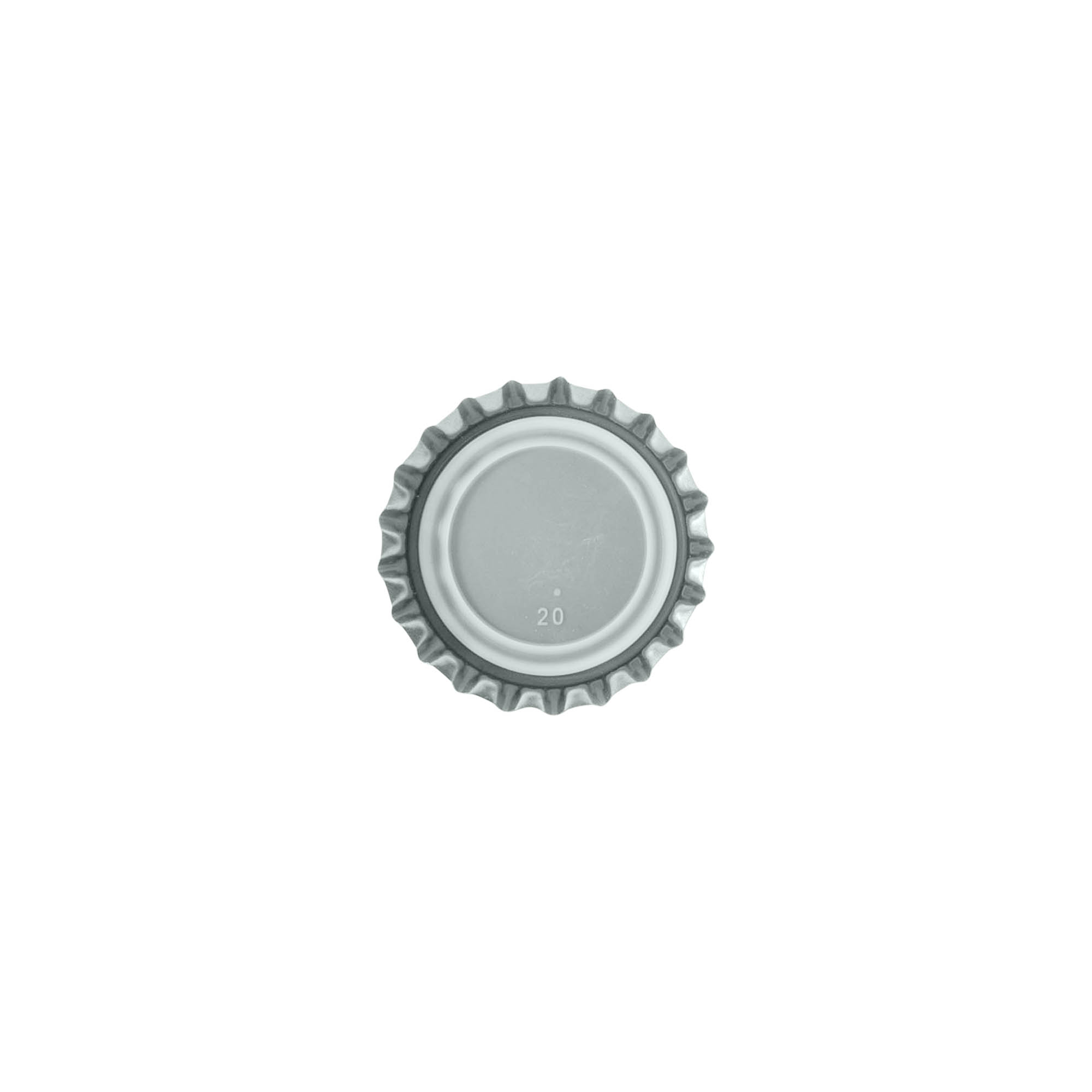 Tapón corona 26 mm, metal, plateado Tapón corona 26 mm, metal, plateado
