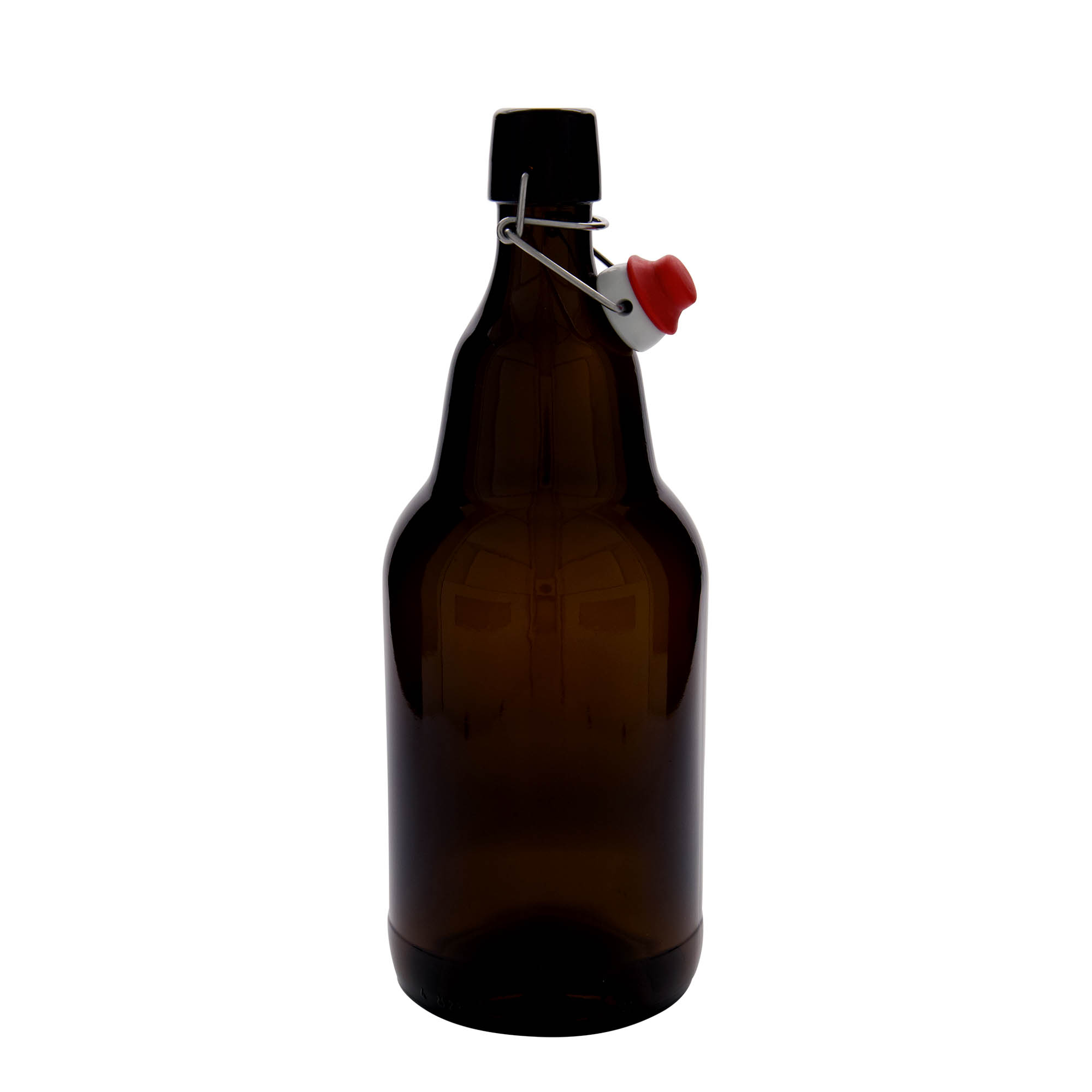 Botella de cerveza de 2.000 ml, vidrio, marrón, boca: cierre de palanca