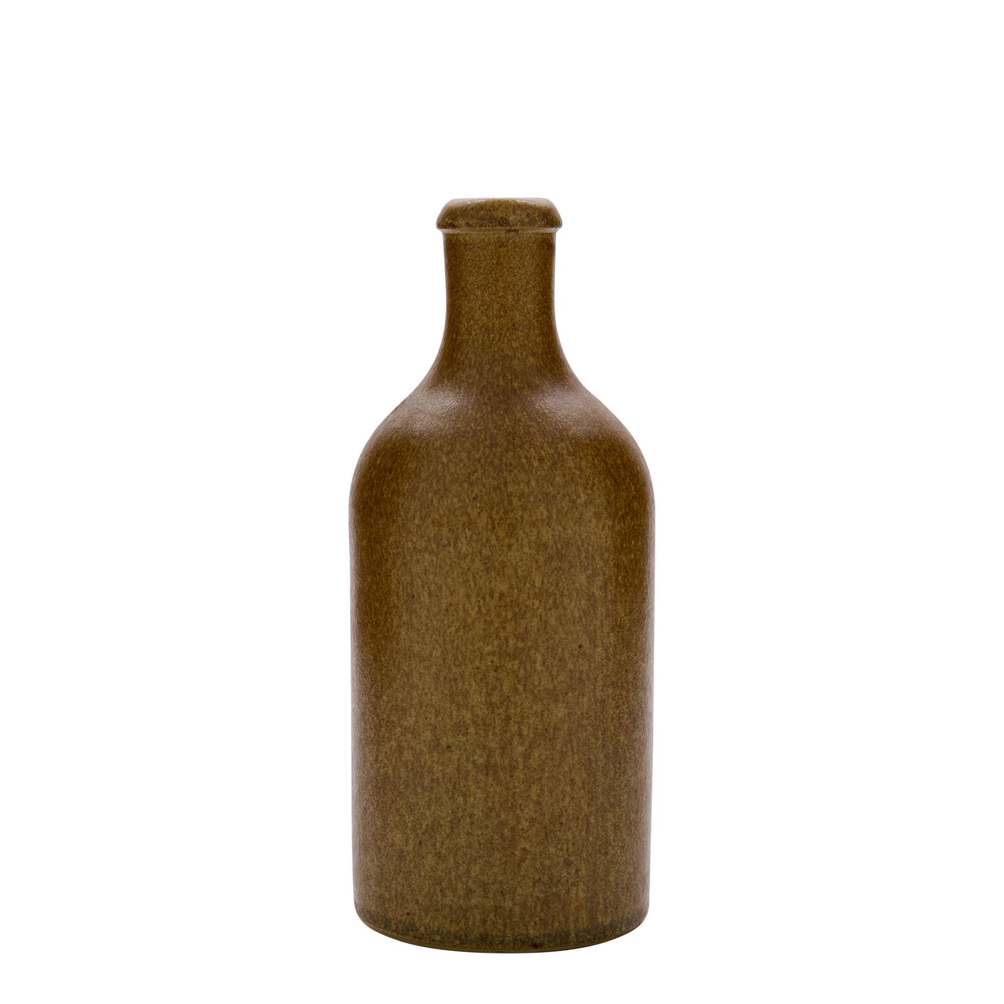 Jarra de barro de 500 ml, gres, marrón cristal, boca: corcho