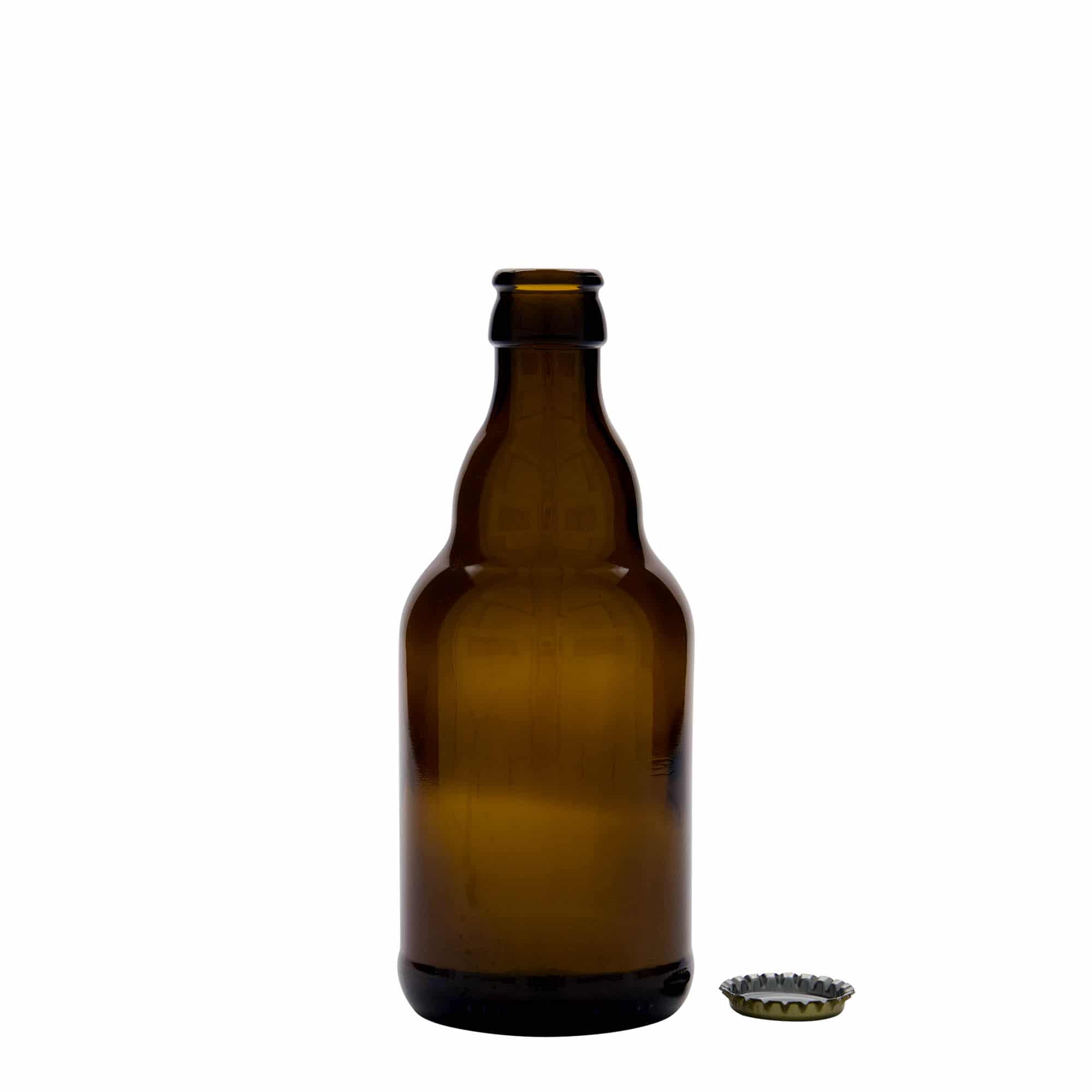 Botella de cerveza de 330 ml 'Steinie', vidrio, marrón, boca: tapón corona
