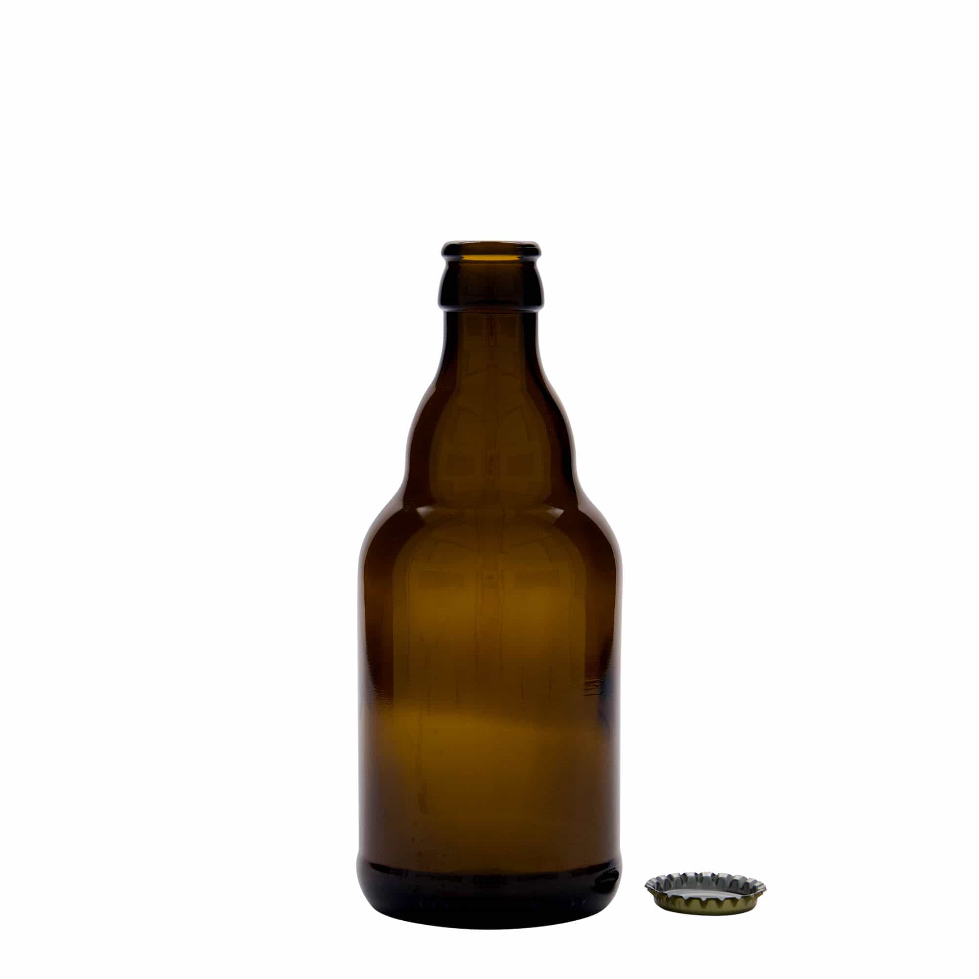 Botella de cerveza de 330 ml 'Steinie', vidrio, marrón, boca: tapón corona