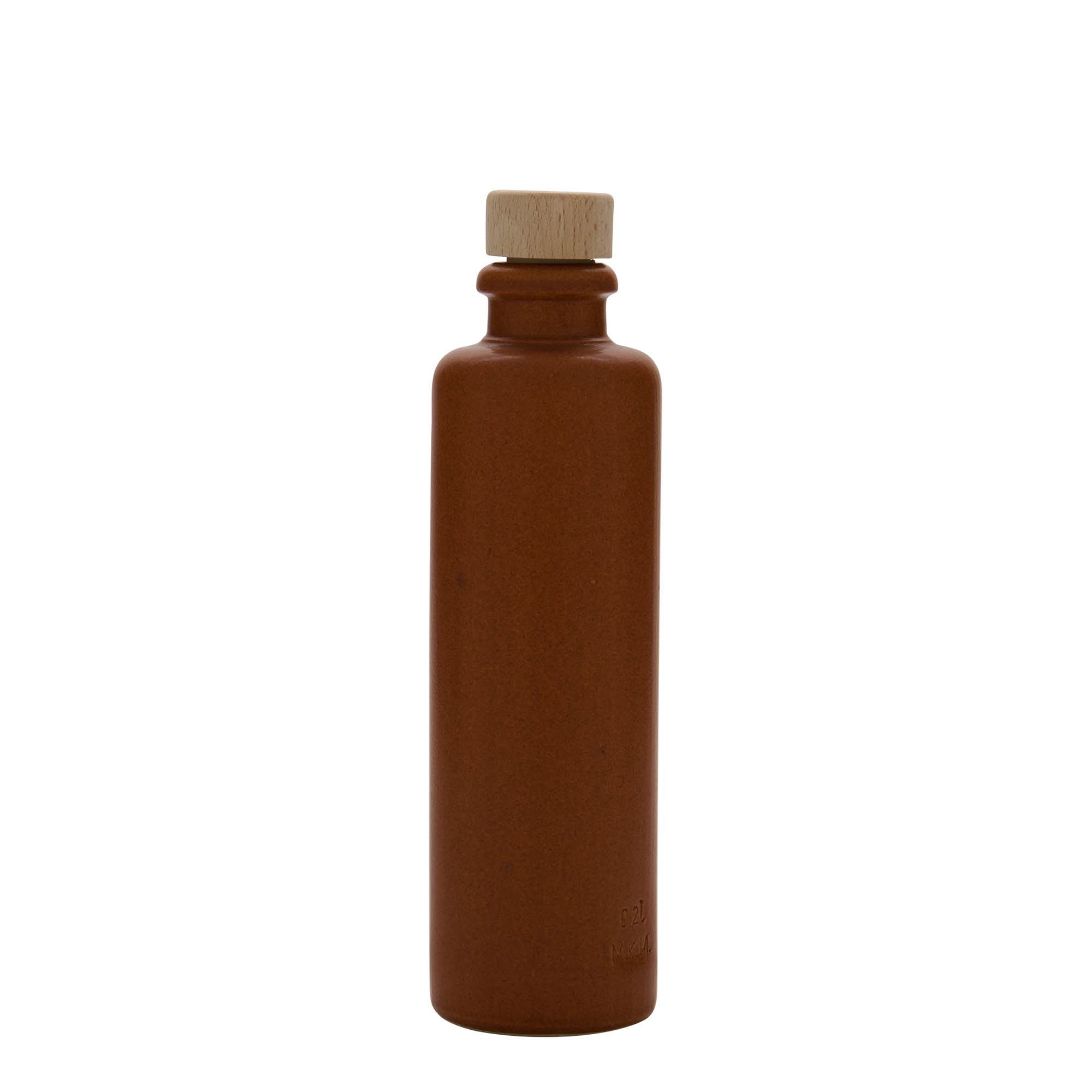 Jarra de barro de 200 ml, gres, rojo-marrón, boca: corcho