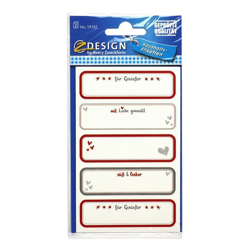 Zweckform Etiquetas 'Hecho a mano', rectangulares, papel, multicolor Zweckform Etiquetas 'Hecho a mano', rectangulares, papel, multicolor