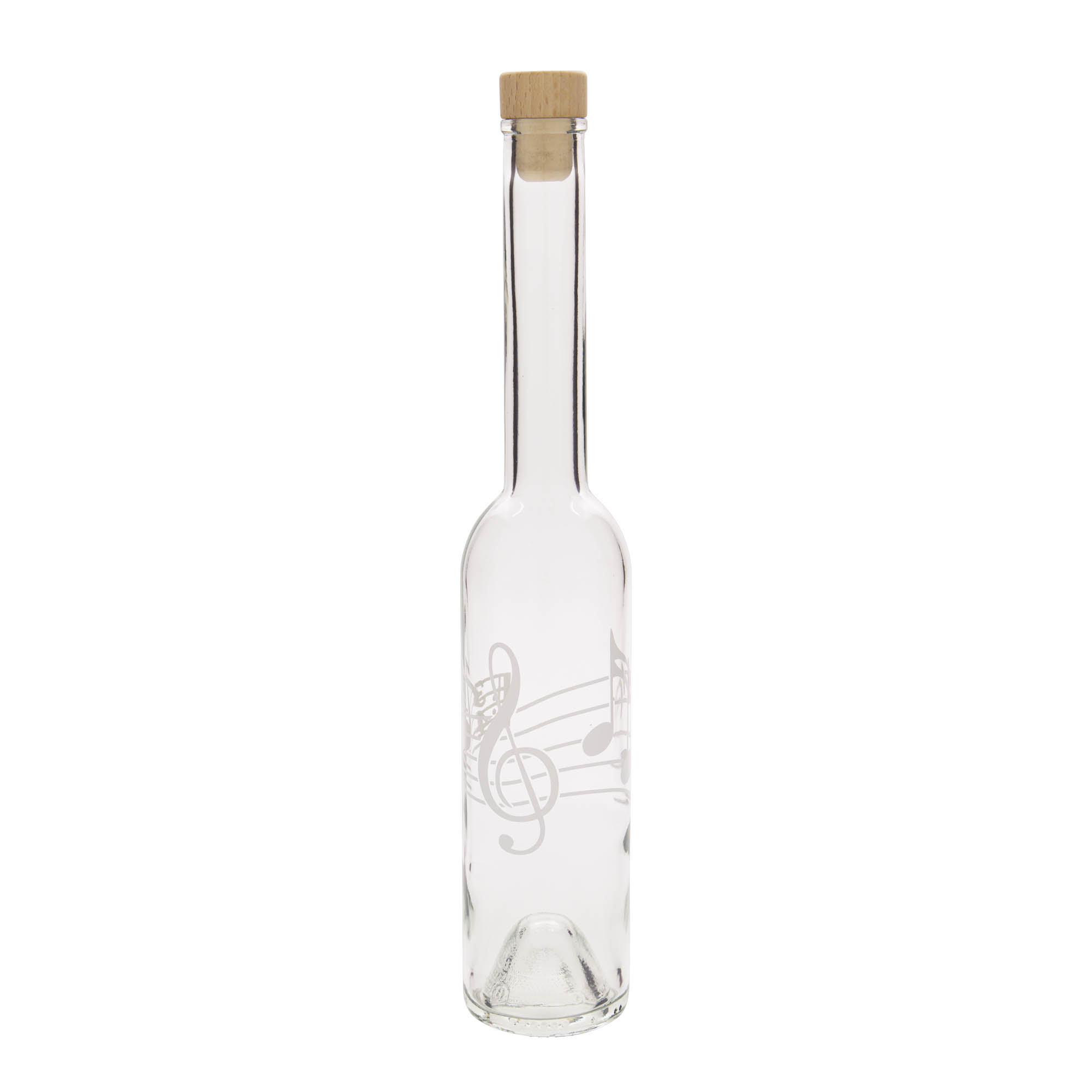 Botella de vidrio de 350 ml 'Opera', motivo: notas musicales, boca: corcho