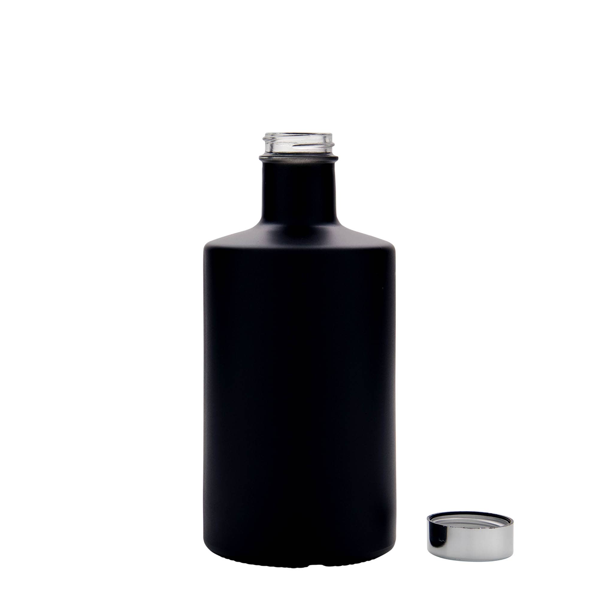 Botella de vidrio de 500 ml 'Caroline', negra, boca: GPI 33