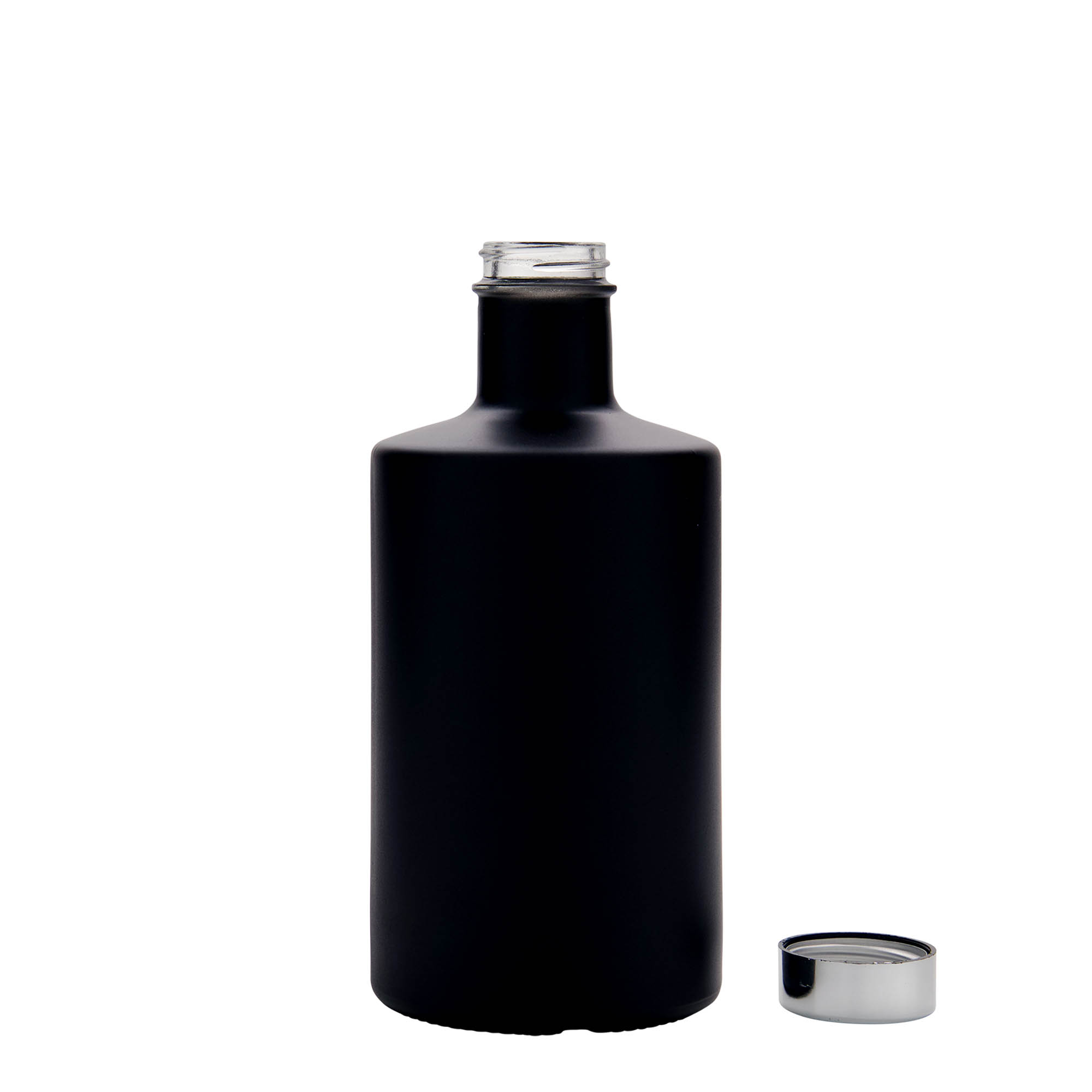 Botella de vidrio de 500 ml 'Caroline', negra, boca: GPI 33