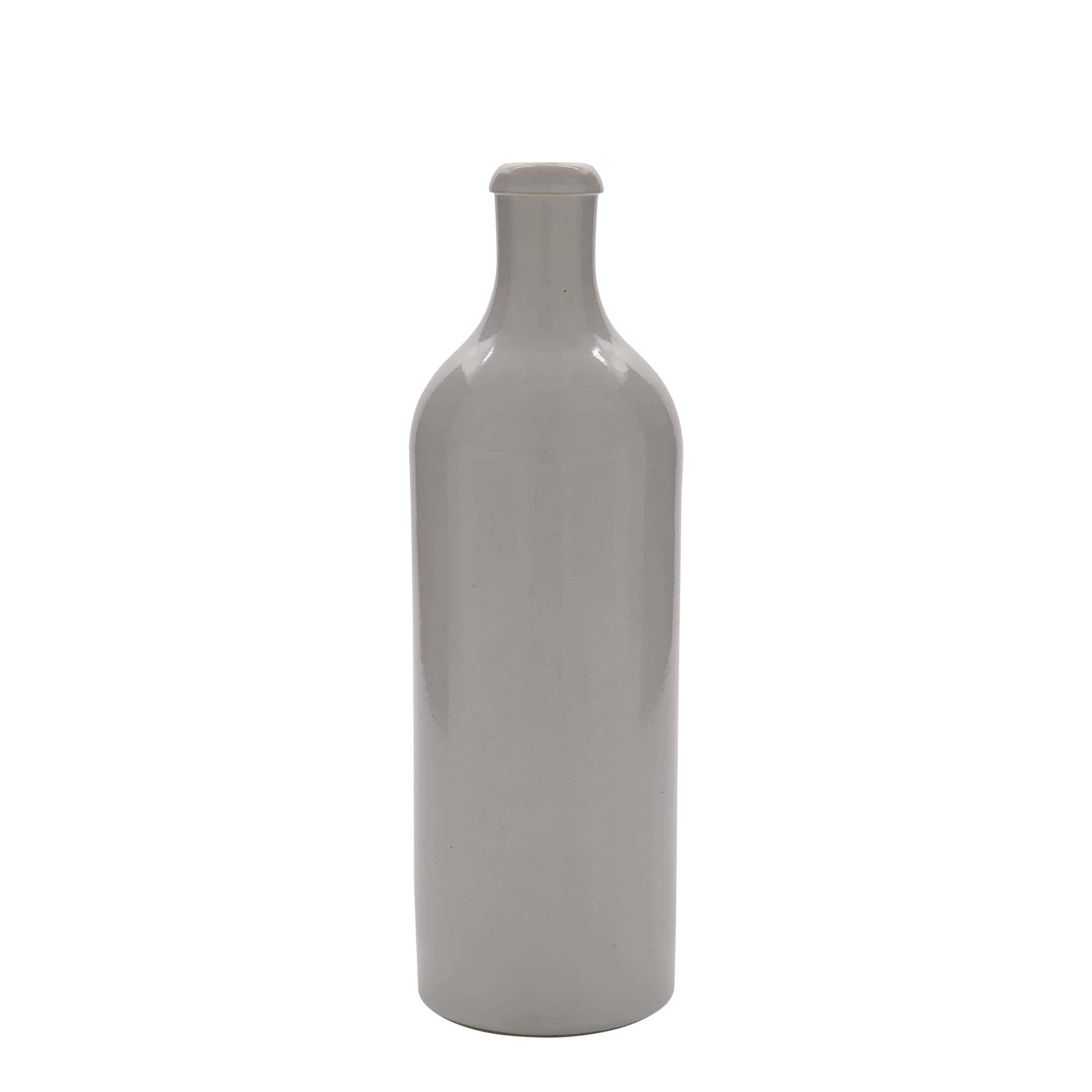Jarra de barro de 750 ml, gres, blanca, boca: corcho