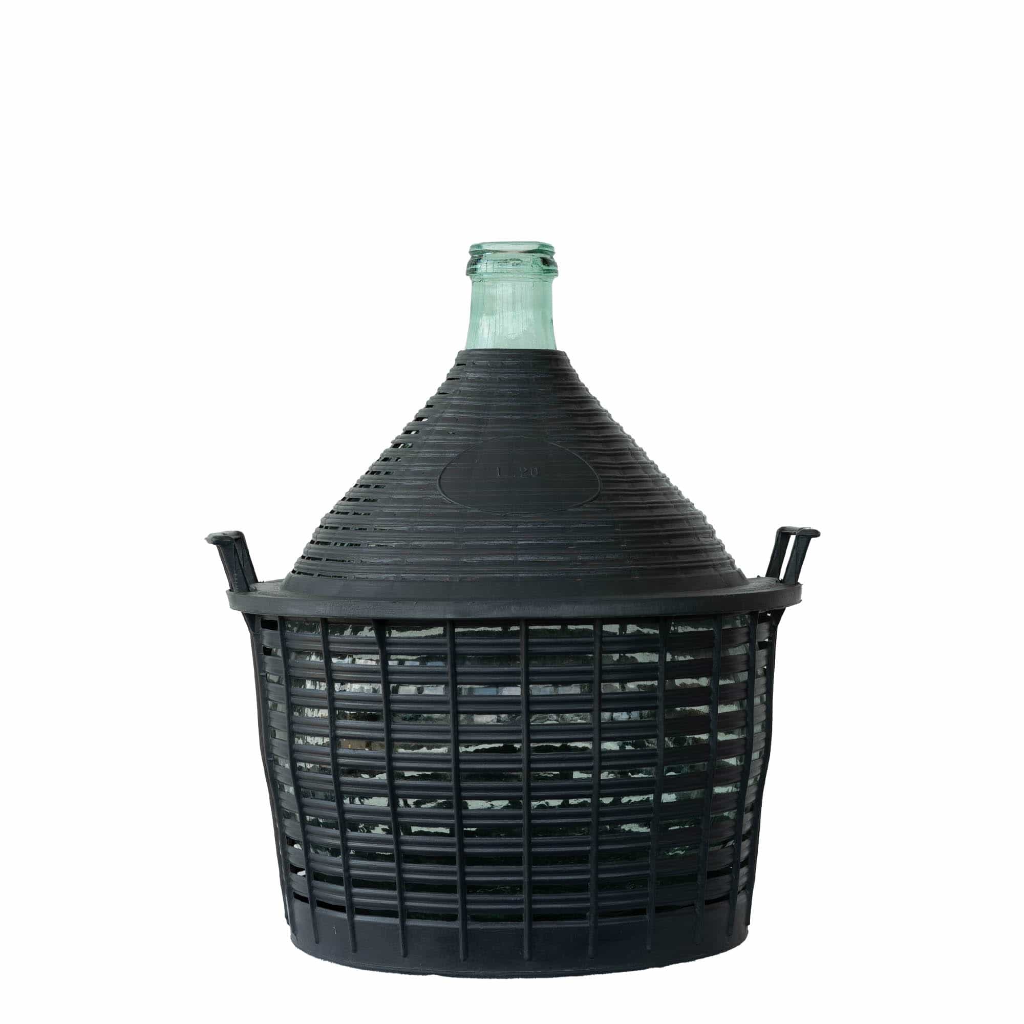 Botella de balón de 20 l, cuello estrecho, vidrio, boca: tapa de solapa