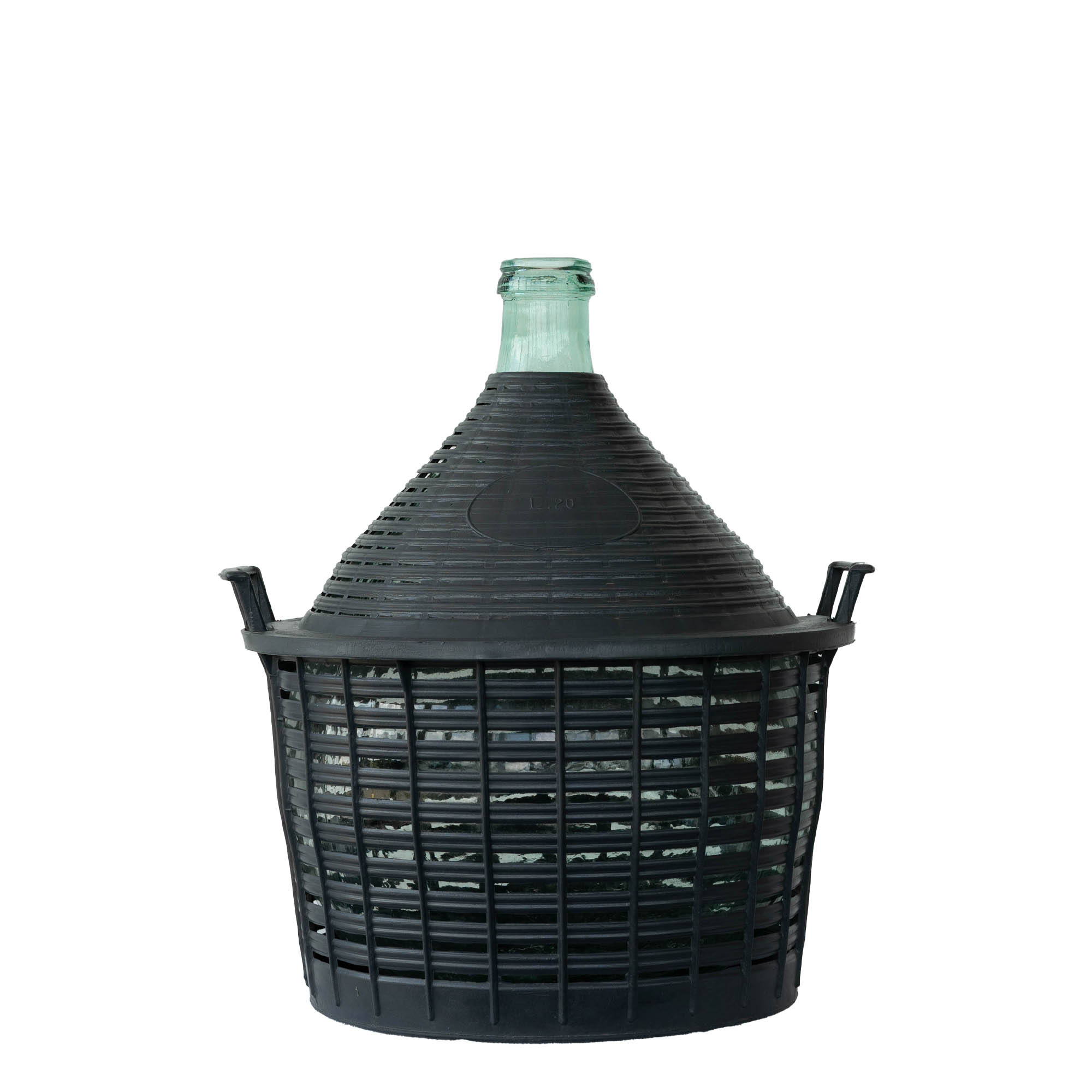 Botella de balón de 20 l, cuello estrecho, vidrio, boca: tapa de solapa