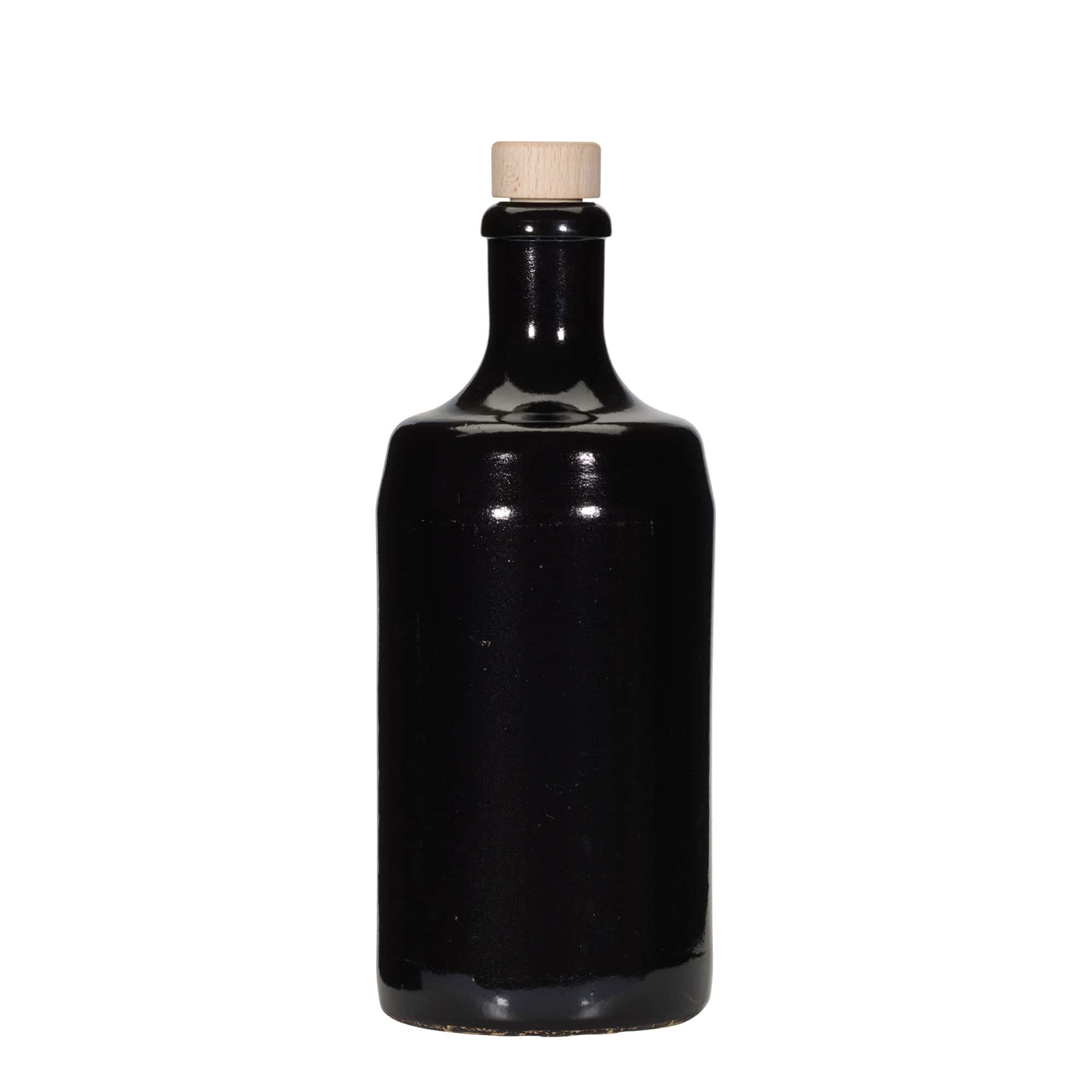 Jarra de barro de 700 ml 'Calvados, gres, negro, boca: corcho