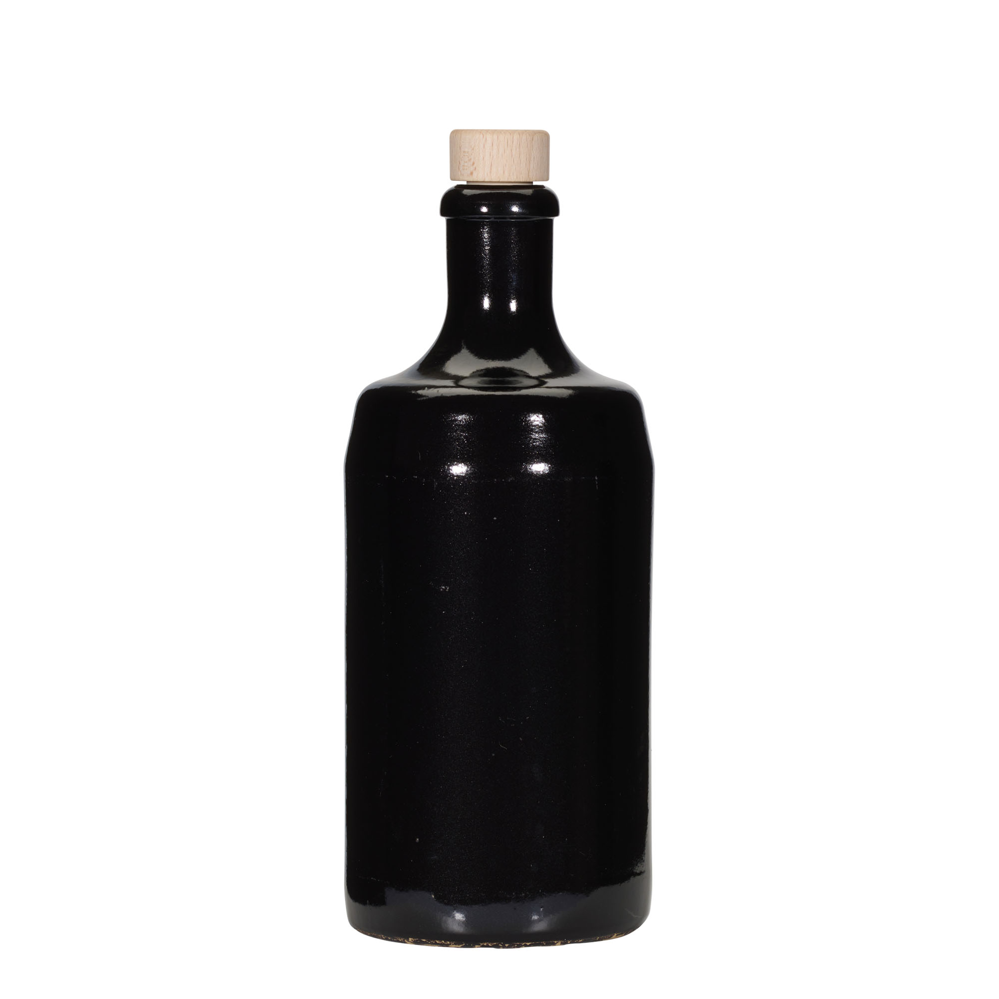 Jarra de barro de 700 ml 'Calvados, gres, negro, boca: corcho