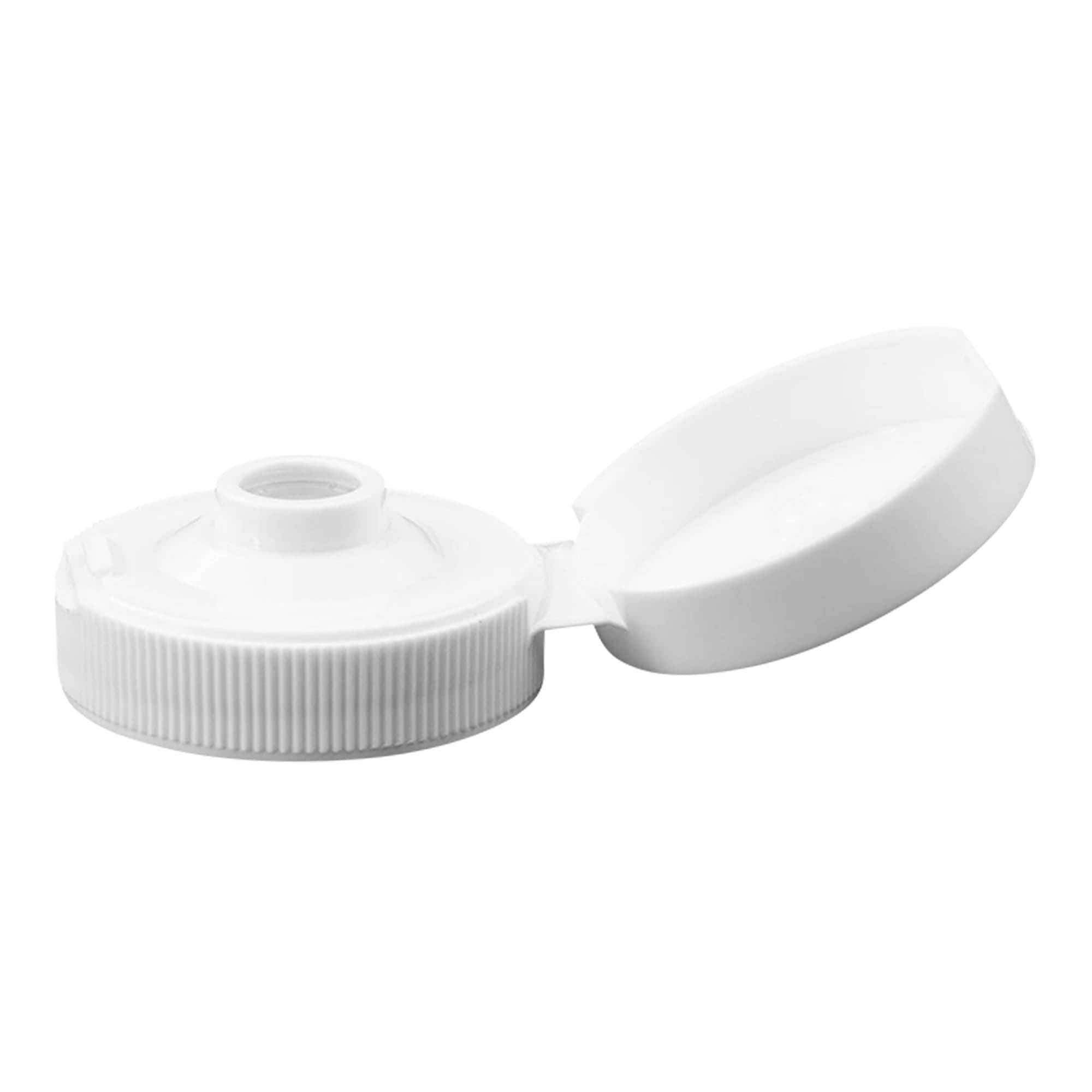 Tapa de rosca con bisagra abatible, plástico PP, blanca, para boca: 38/400