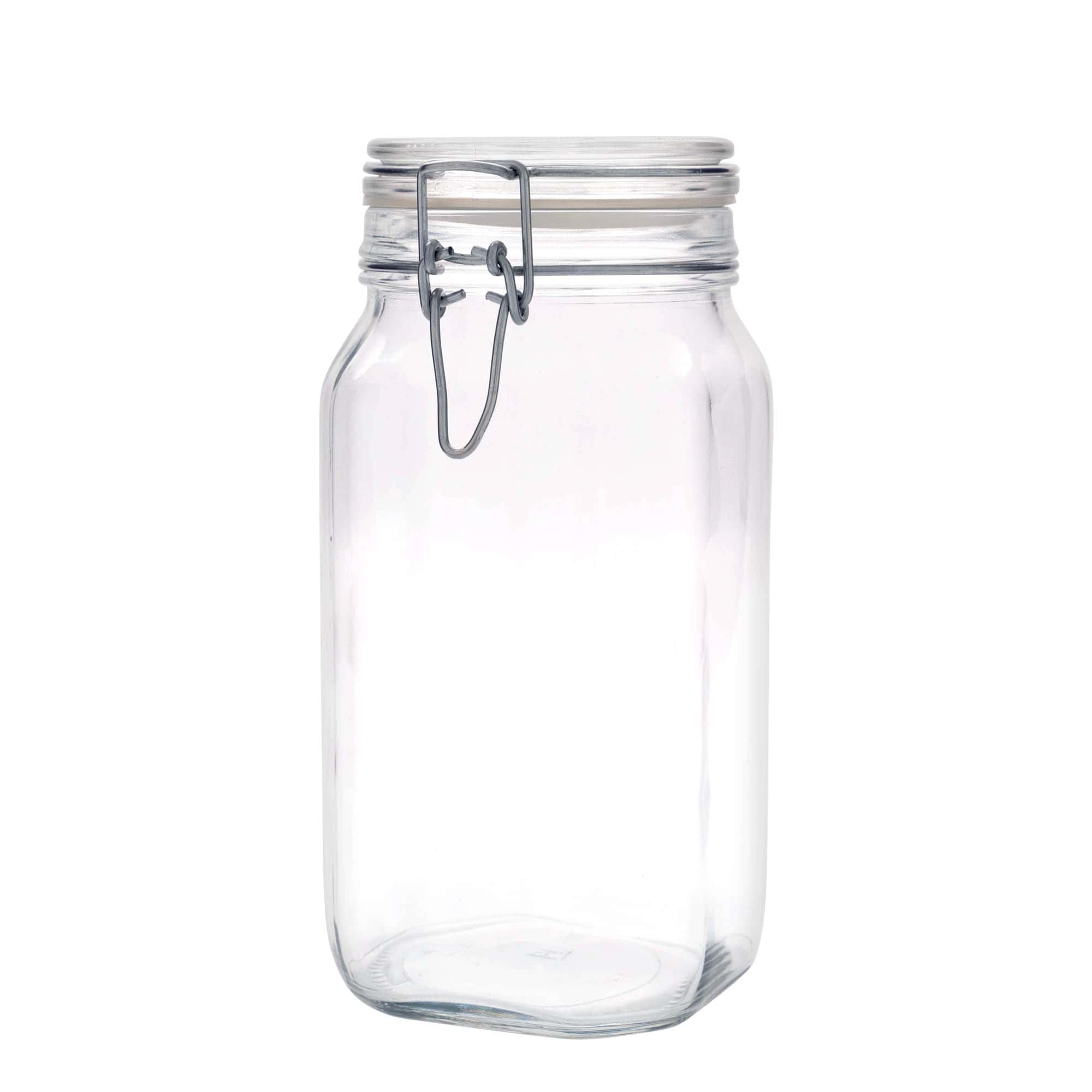 Tarro de alambre con cierre de palanca 'Fido', cuadrado, 1.500 ml, boca: cierre de alambre con palanca Tarro de alambre con cierre de palanca 'Fido', cuadrado, 1.500 ml, boca: cierre de alambre con palanca