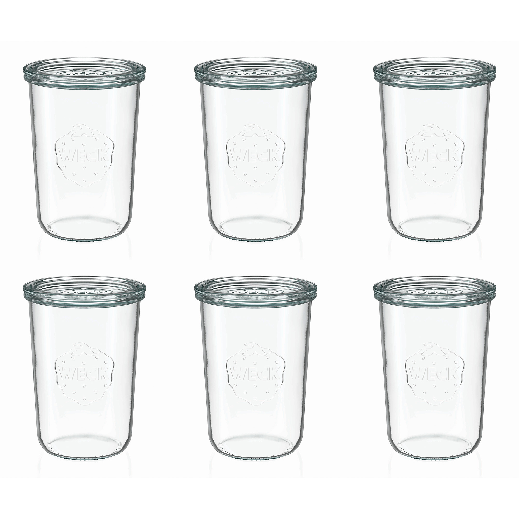 6x 850 ml tarro WECK de boca ancha con tapa de vidrio RR 100