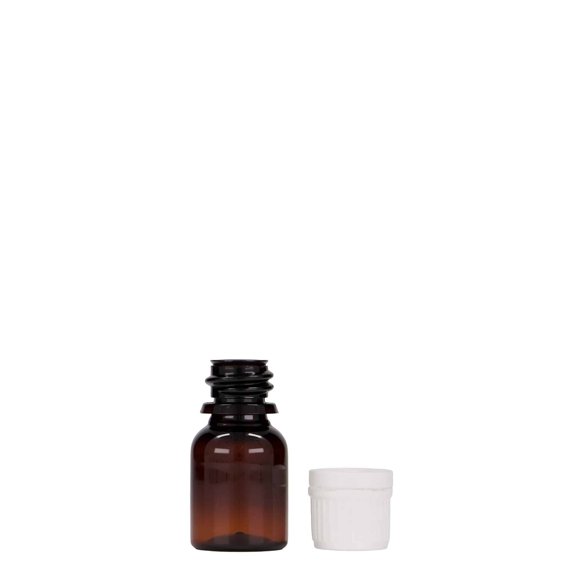 10 ml frasco médico de PET 'Easy Living', marrón, plástico, boca: DIN 18