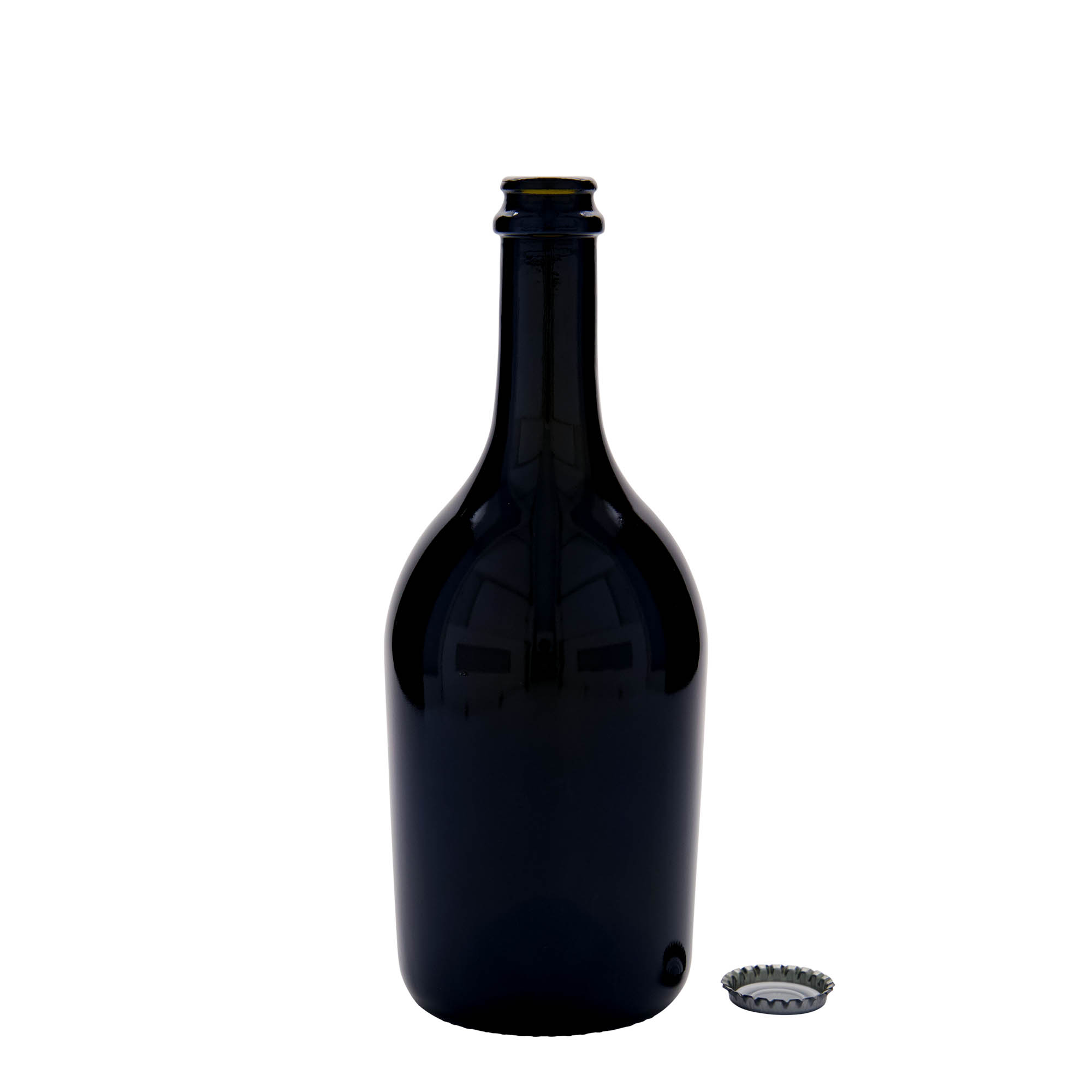 Botella de cerveza/champán de 750 ml 'Butterfly', vidrio, verde antiguo, boca: tapón corona Botella de cerveza/champán de 750 ml 'Butterfly', vidrio, verde antiguo, boca: tapón corona