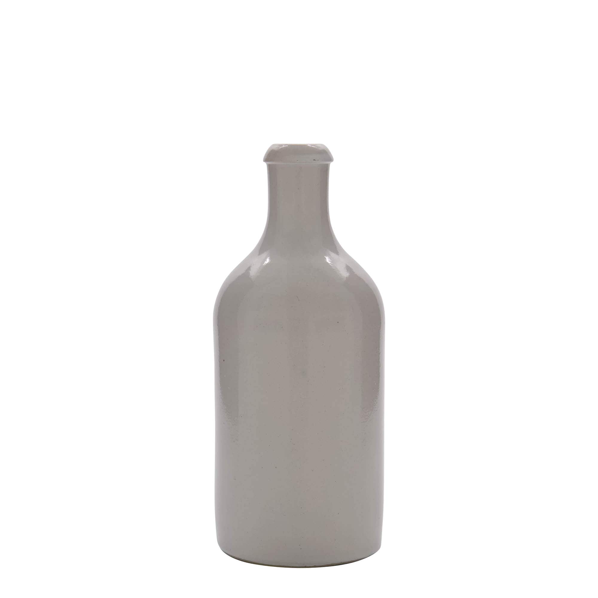 Jarra de barro de 500 ml, gres, blanca, boca: corcho