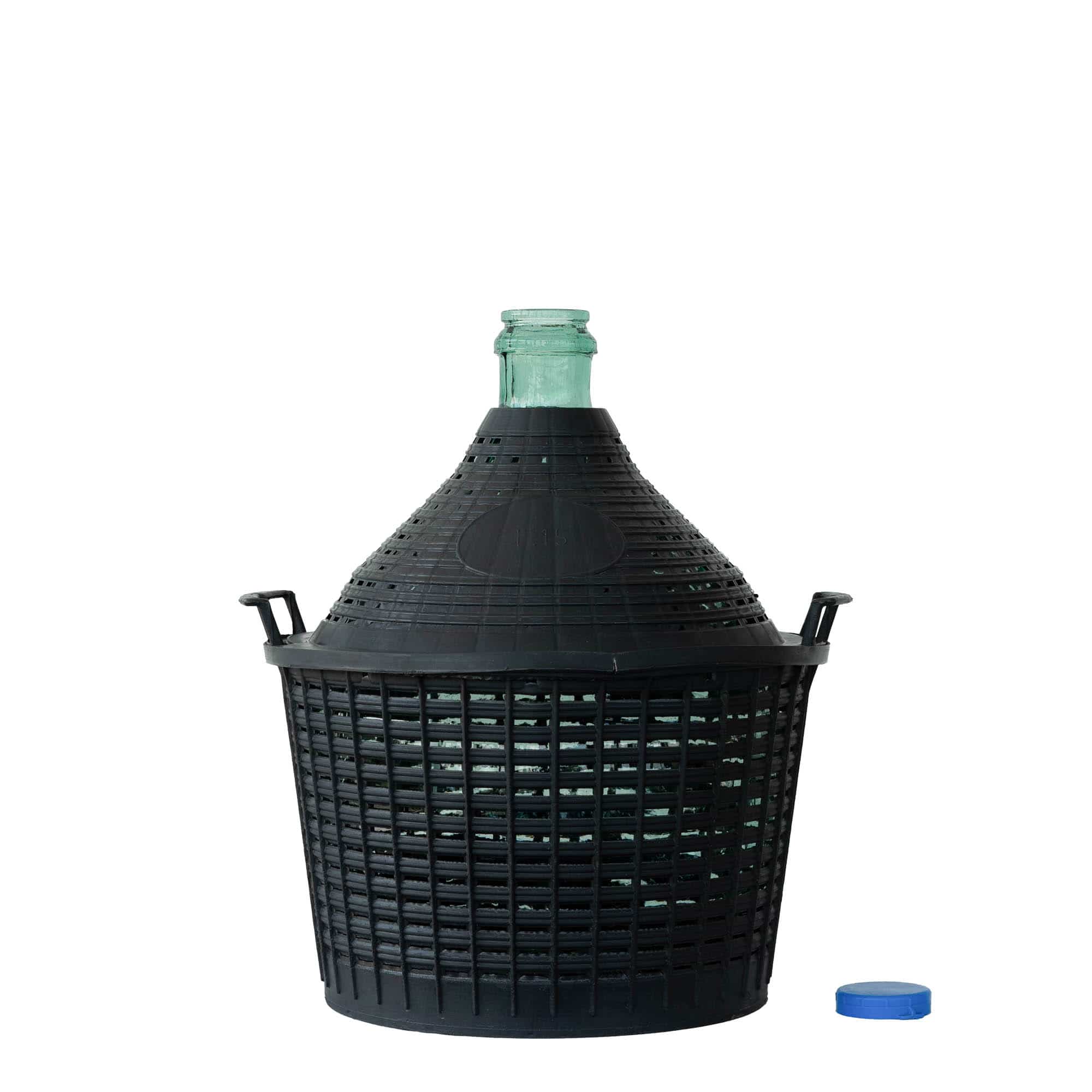 Botella de balón de 15 l, cuello estrecho, vidrio, boca: tapa de solapa