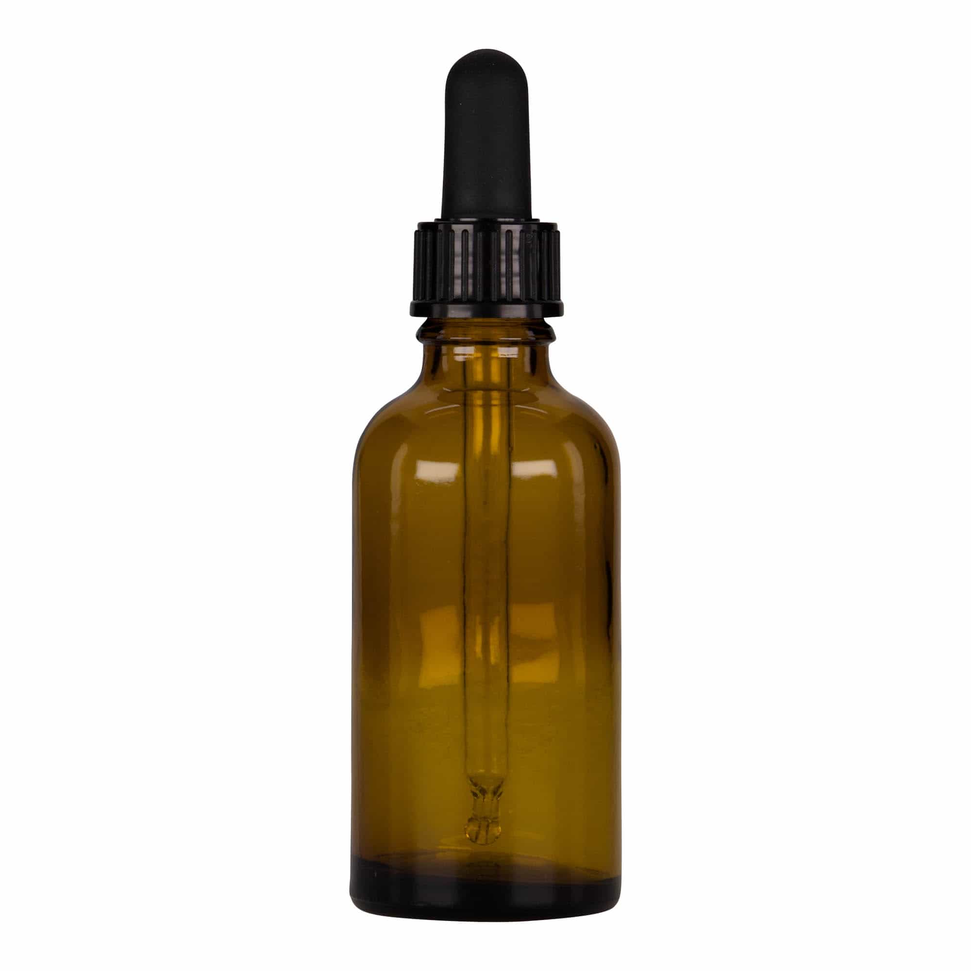 50 ml frasco cuentagotas para medicina, vidrio, marrón-negro, boca: DIN 18