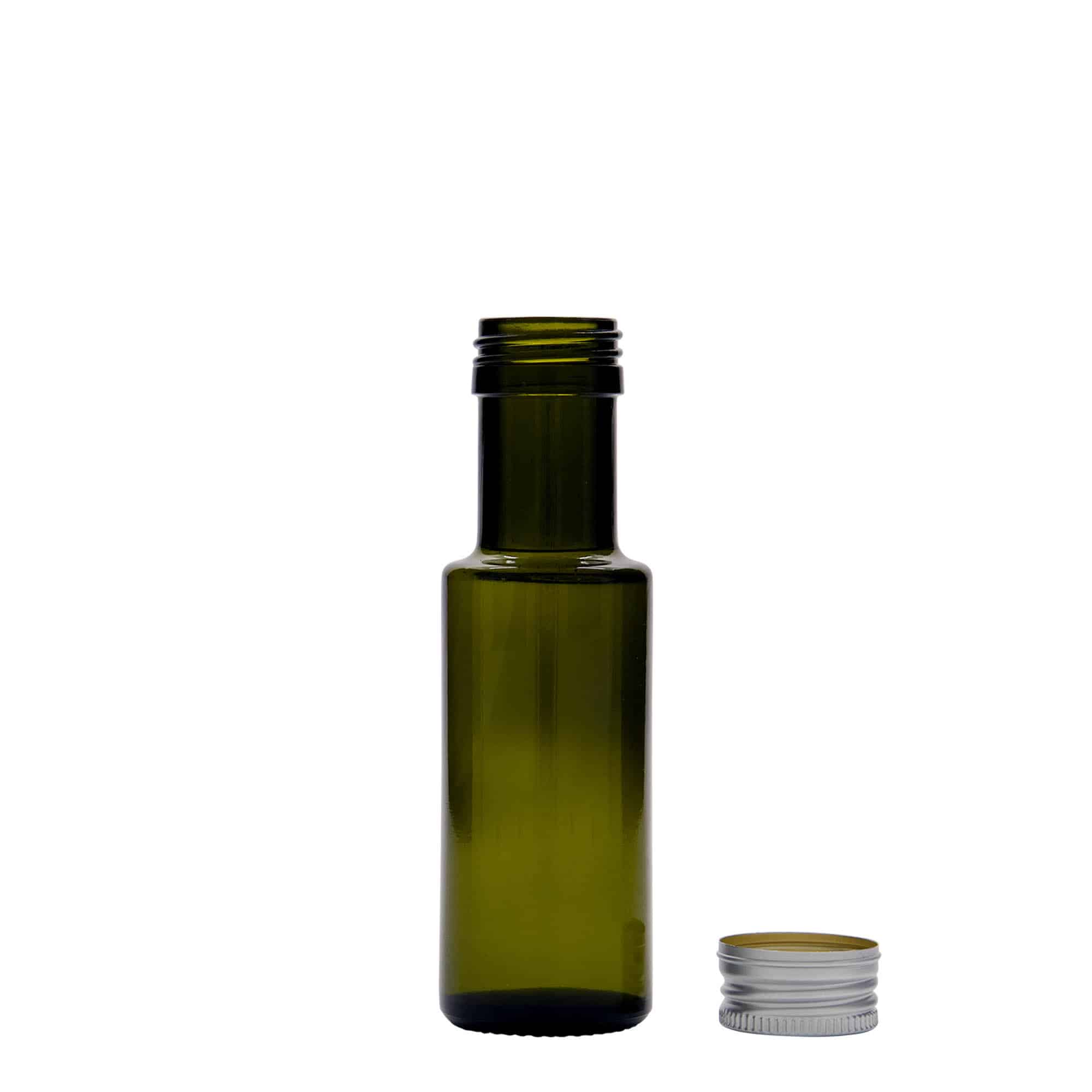 Botella de vidrio 'Dorica' de 100 ml, verde antiguo, boca: PP 31,5