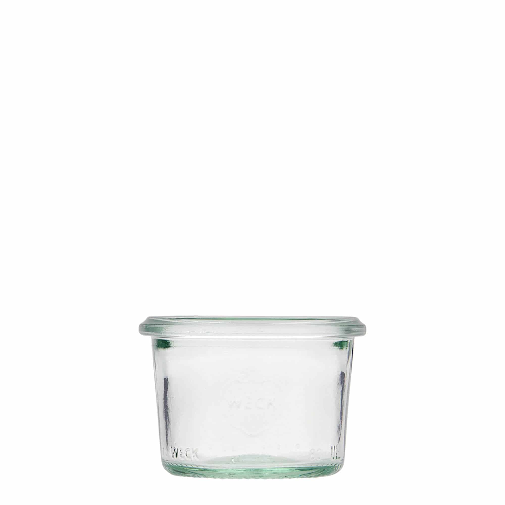 Tarro de vidrio cilíndrico WECK de 80 ml, boca: borde redondo Tarro de vidrio cilíndrico WECK de 80 ml, boca: borde redondo