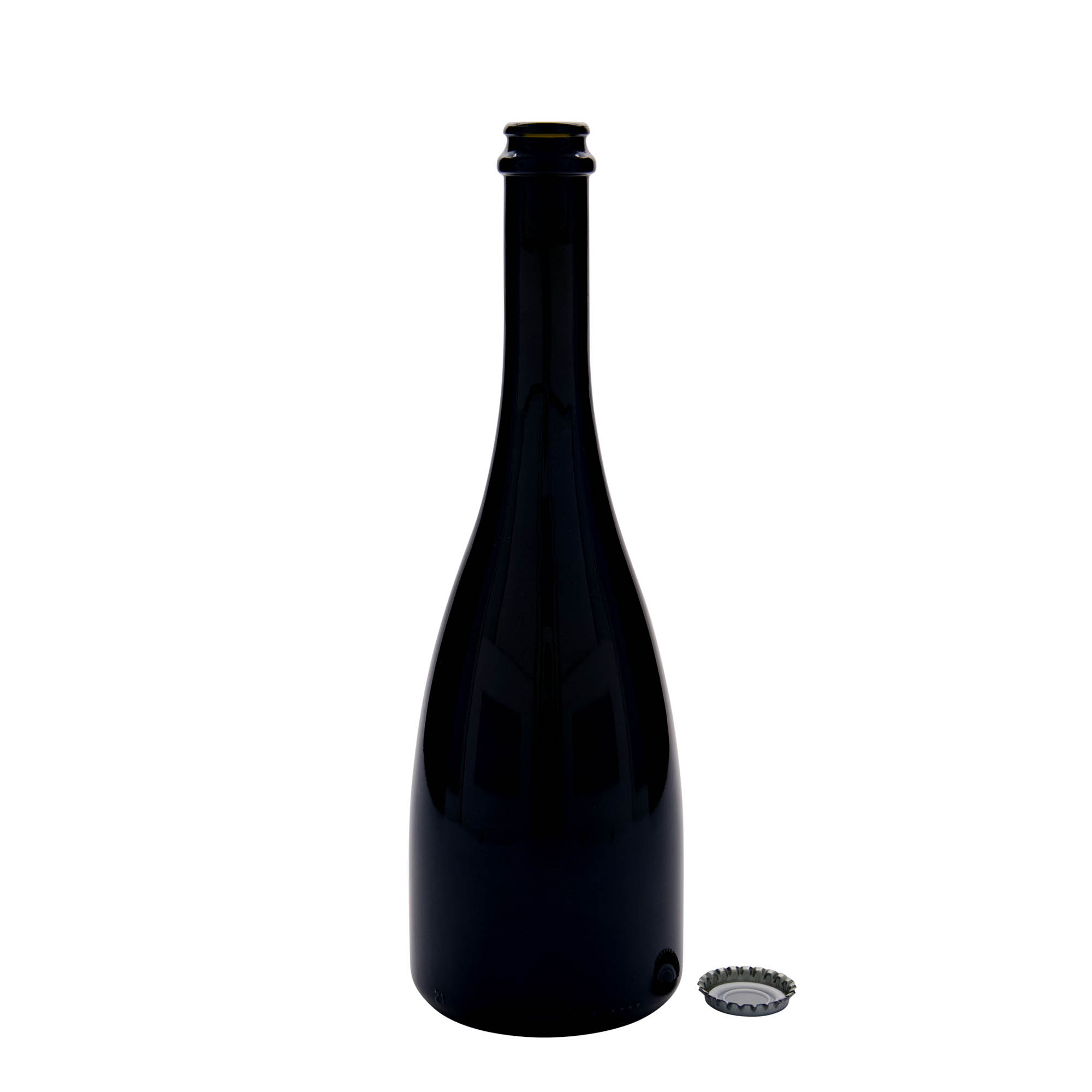Botella de cerveza/espumoso 'Tosca' de 750 ml, vidrio, verde antiguo, boca: tapón corona Botella de cerveza/espumoso 'Tosca' de 750 ml, vidrio, verde antiguo, boca: tapón corona