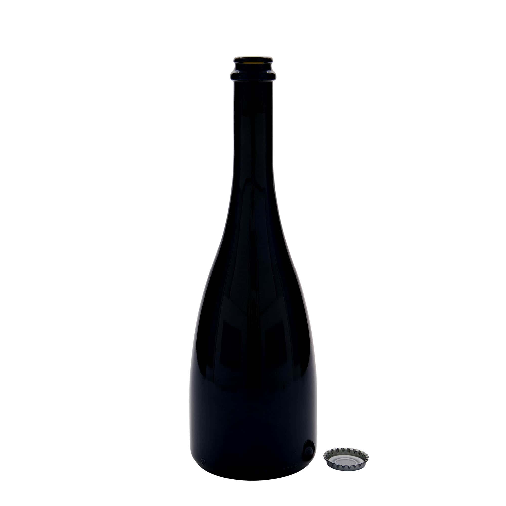 Botella de cerveza/espumoso 'Tosca' de 750 ml, vidrio, verde antiguo, boca: tapón corona