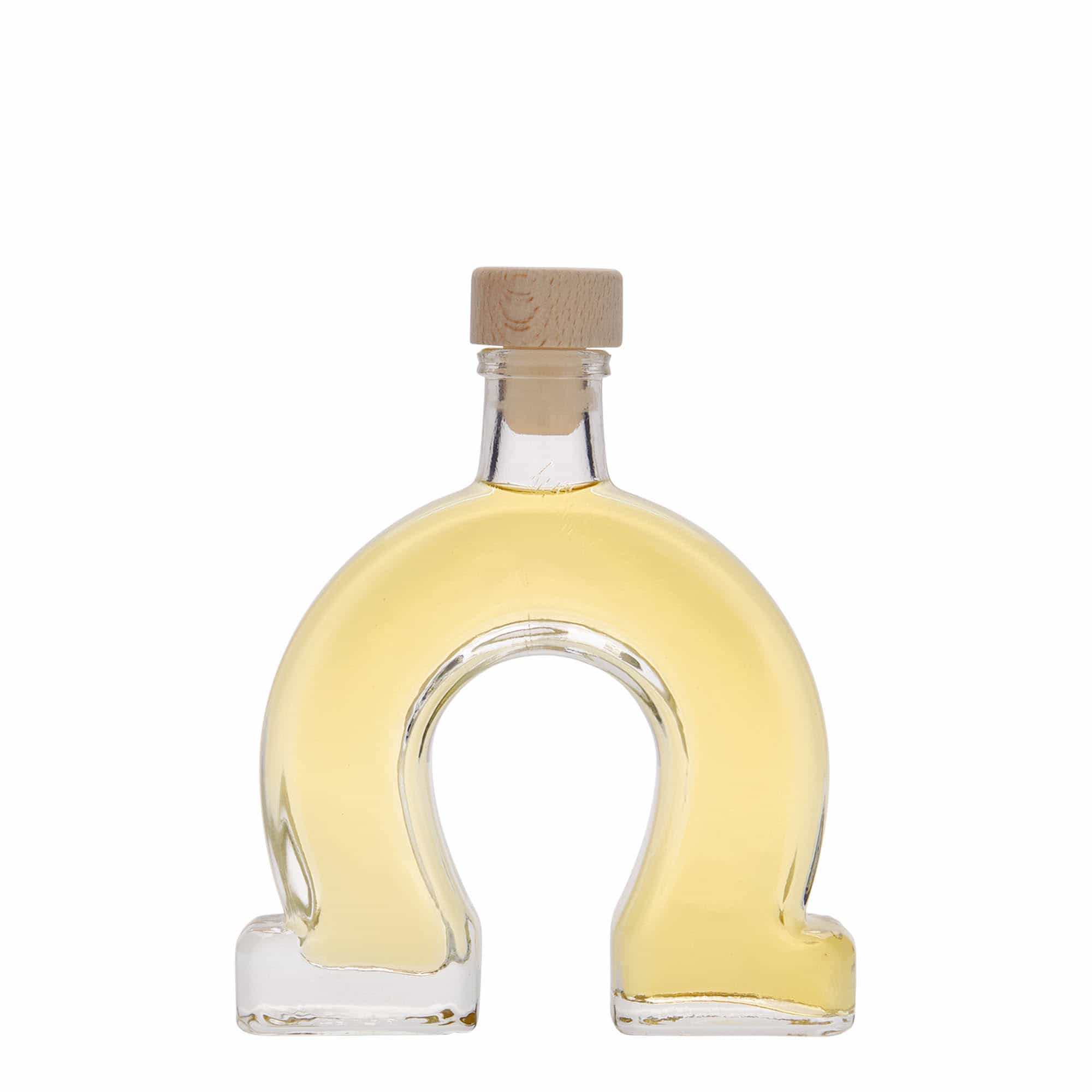 Botella de vidrio 'Herradura' de 100 ml, boca: corcho